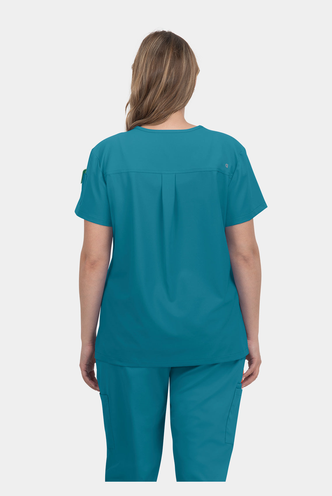 Koi Cureology Cardi Scrub Top - Teal - back