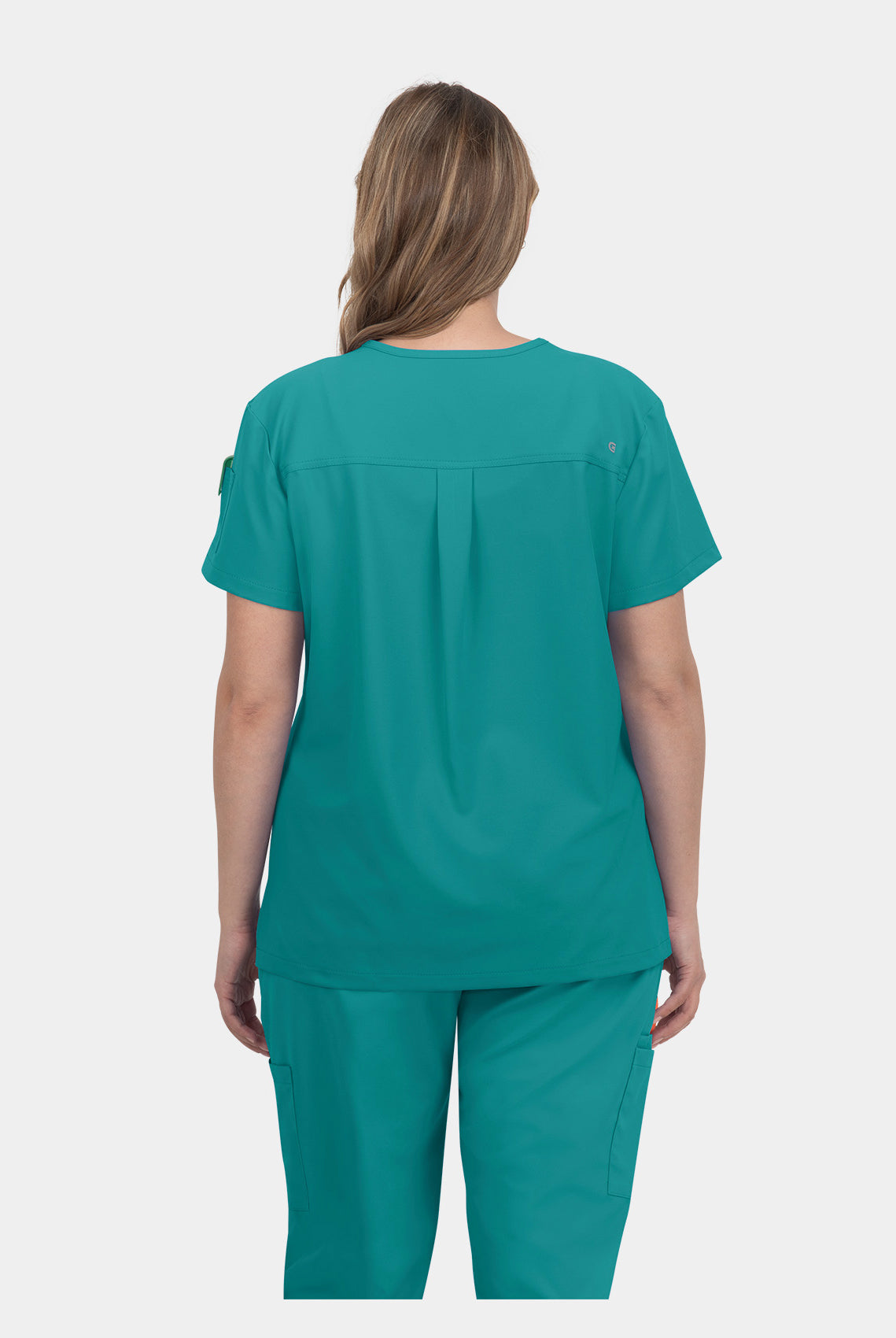 Koi Cureology Cardi Scrub Top - Teal - back