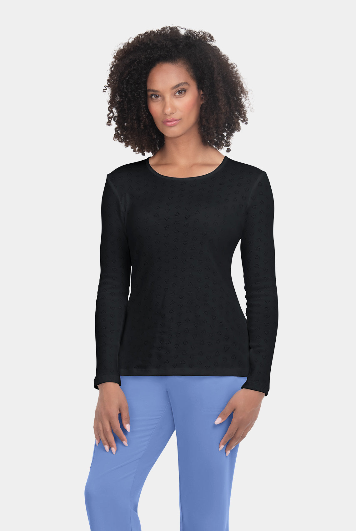 Koi Essentials Rohan Heart Pointelle Tee - Black