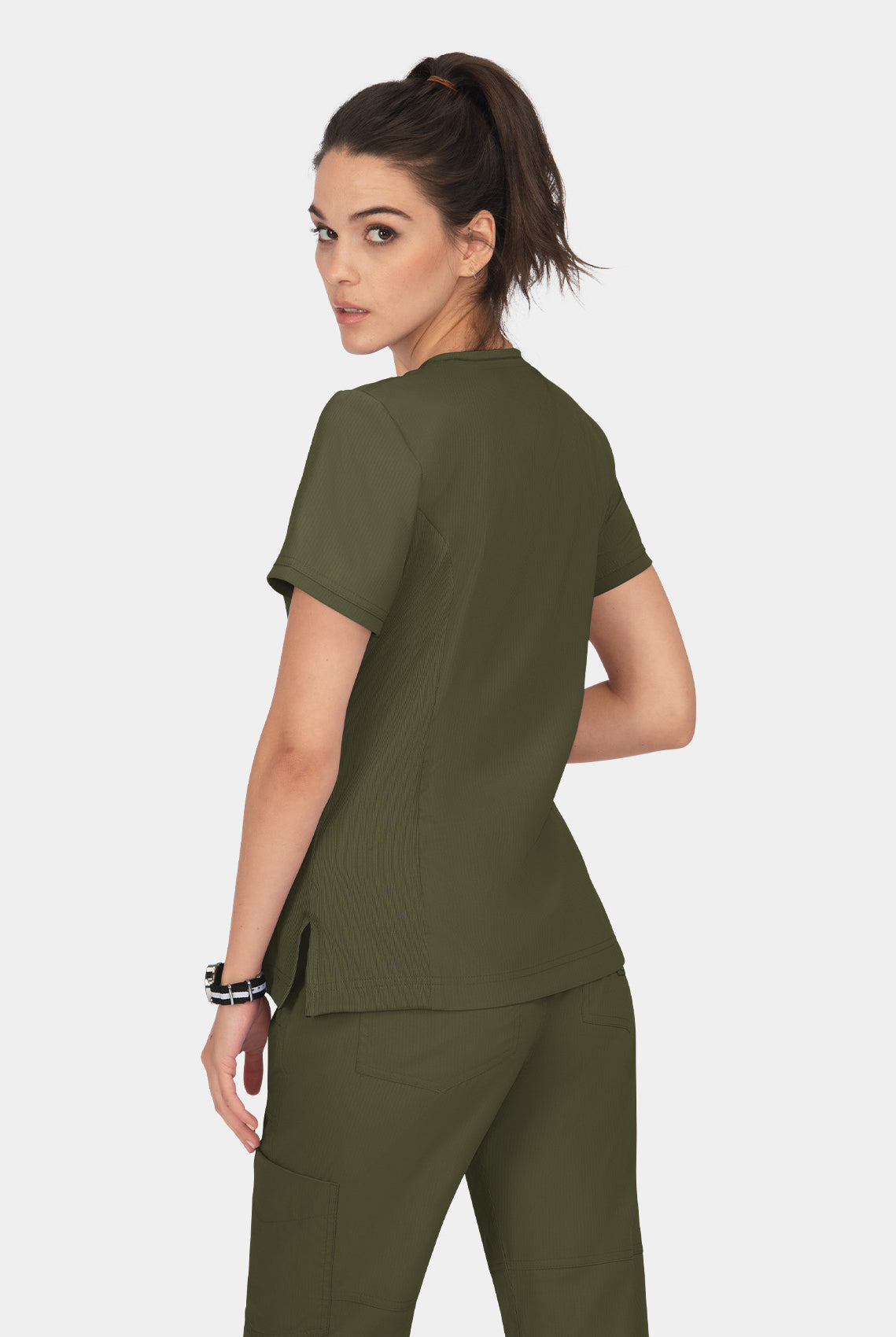 Koi Lite Philosophy Scrub Top - Olive - Back