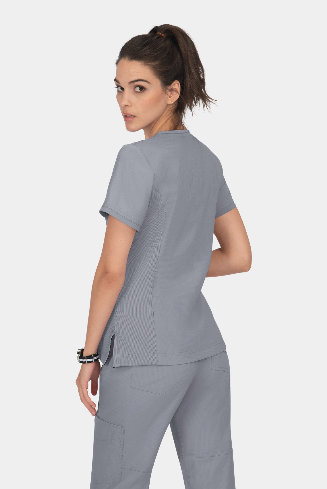 Koi Lite Philosophy Scrub Top - Platinum Grey - Back