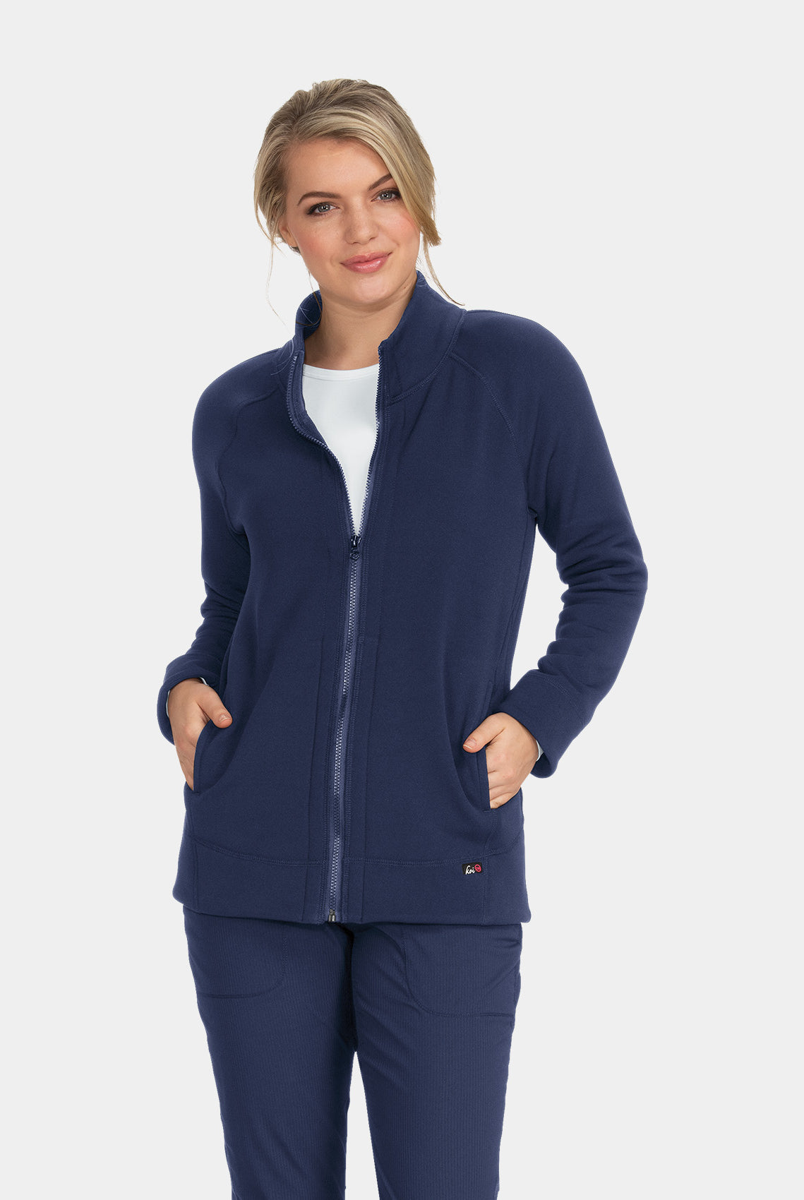 Koi Lite Wellness Scrub Jacket - Navy