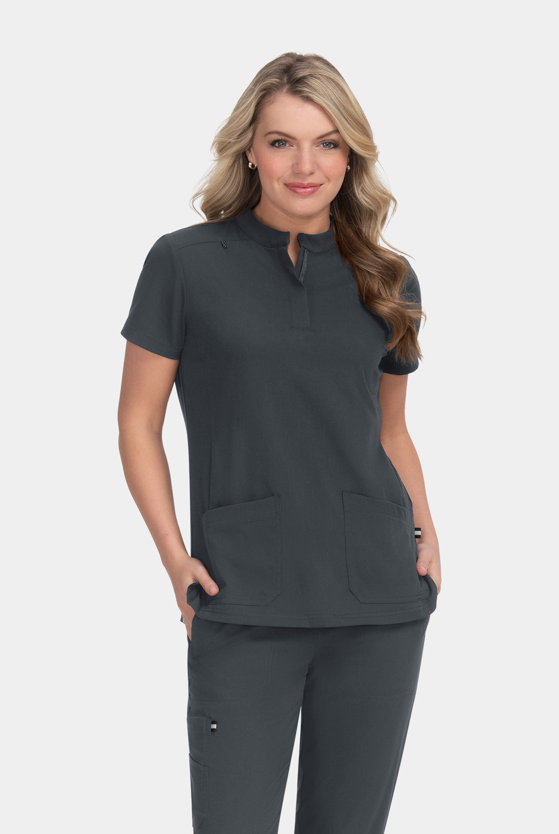 Koi Next Gen Driven Scrub Top - Charcoal - front