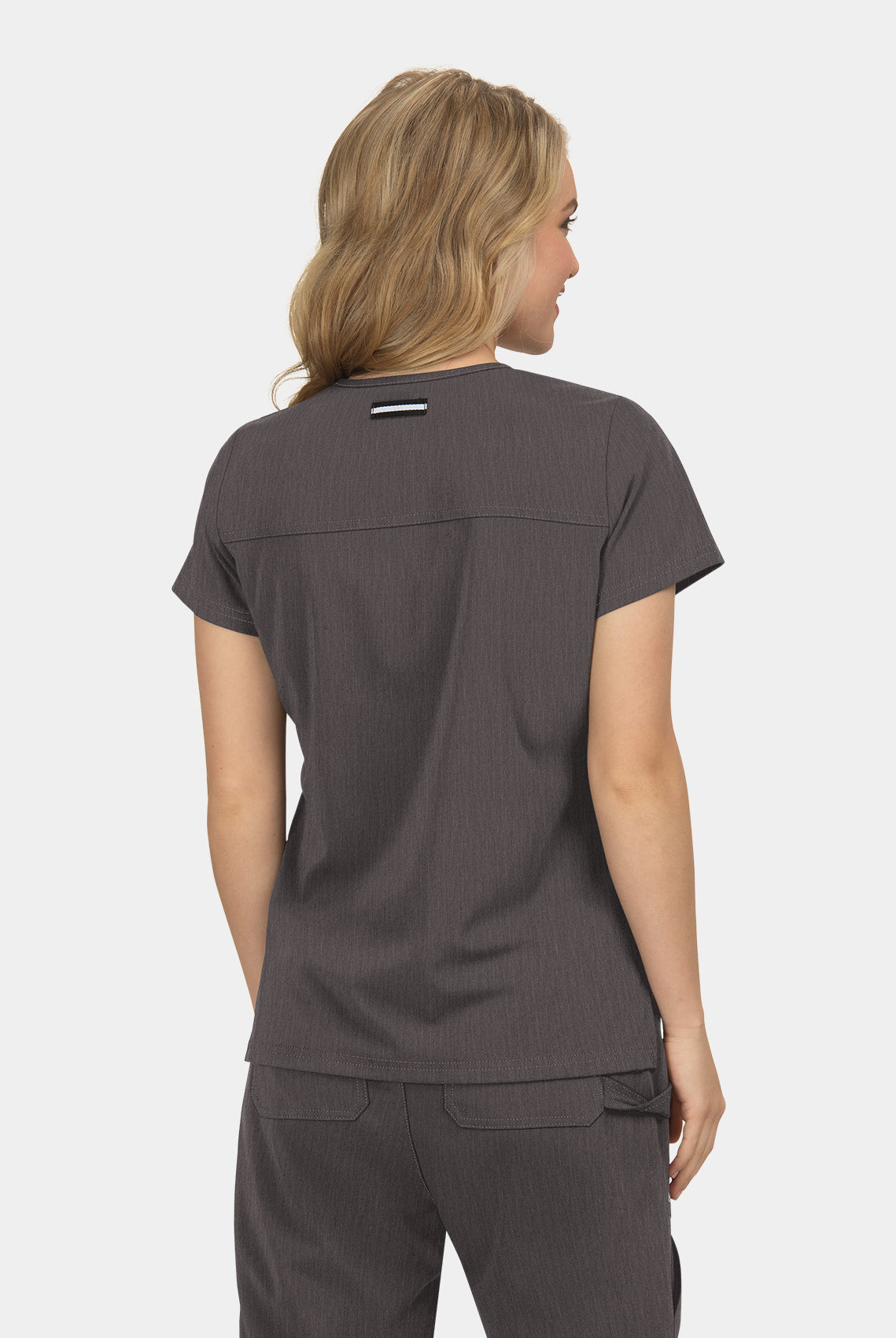 Koi Next Gen Hustle And Heart Scrub Top- Heather grey- Back