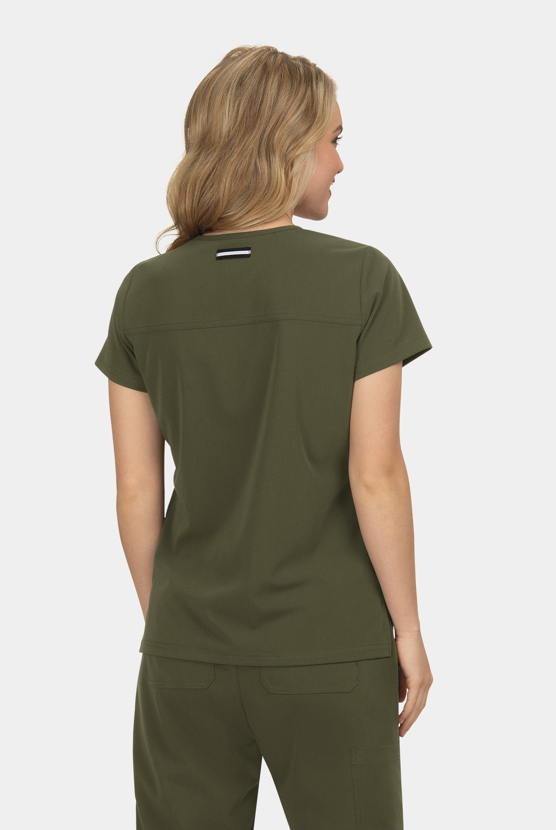 Koi Next Gen Hustle And Heart Scrub Top- Olive- Back