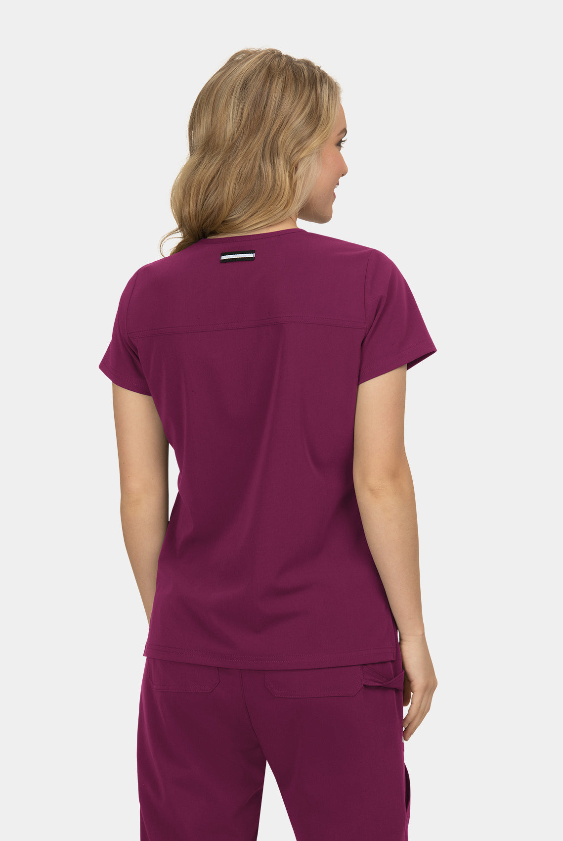 Koi Next Gen Hustle And Heart Scrub Top-Wine- Back