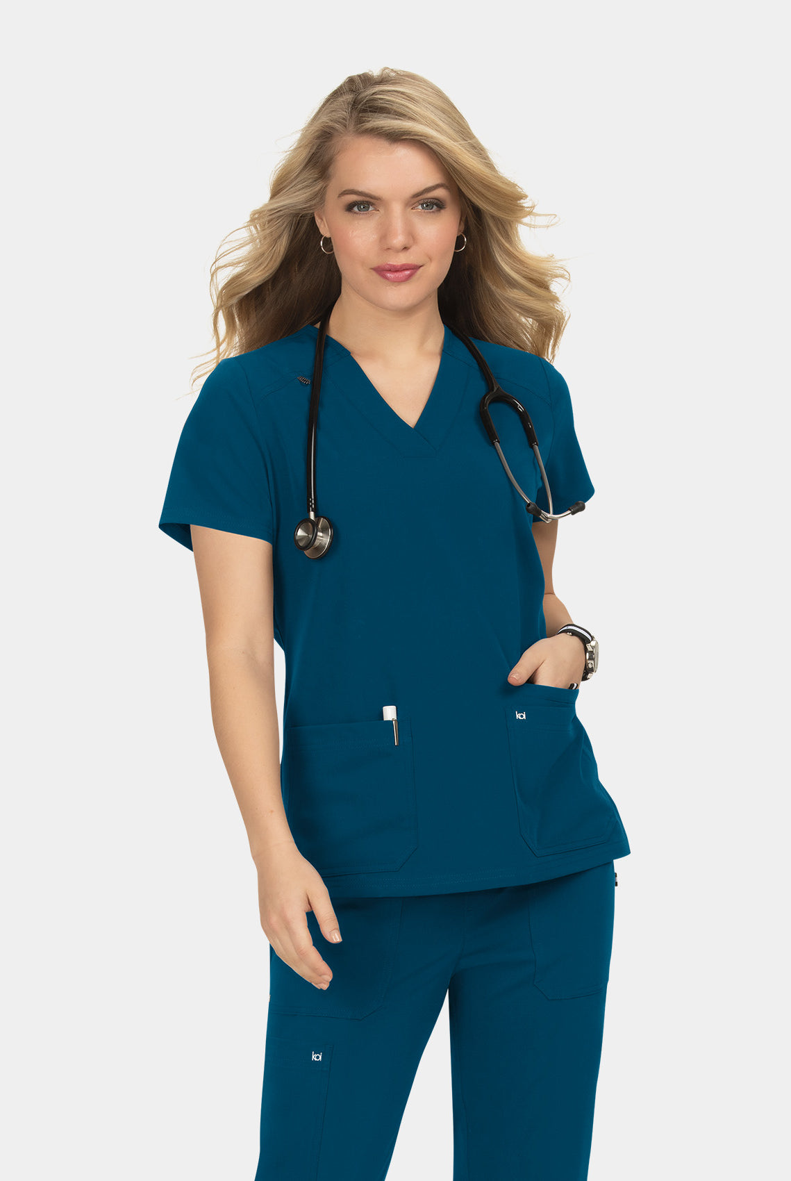 Koi Next Gen Hustle And Heart Scrub Top- Caribbean