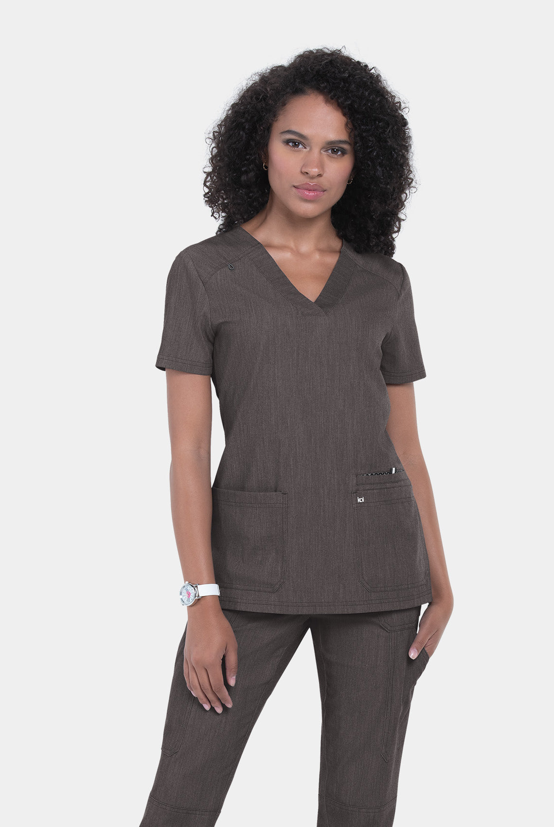 Koi Next Gen Hustle And Heart Scrub Top- Heather grey