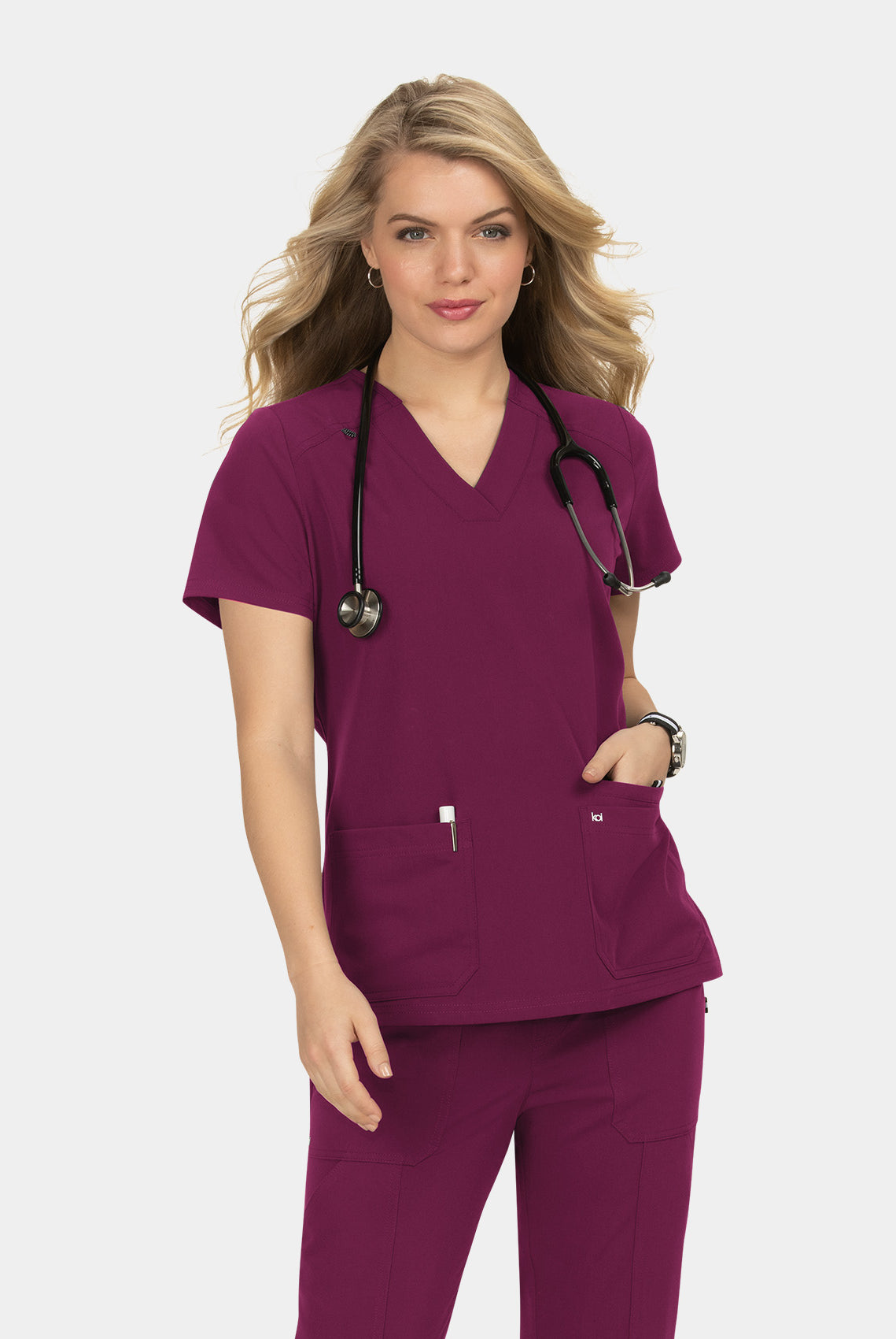 Koi Next Gen Hustle And Heart Scrub Top- Wine