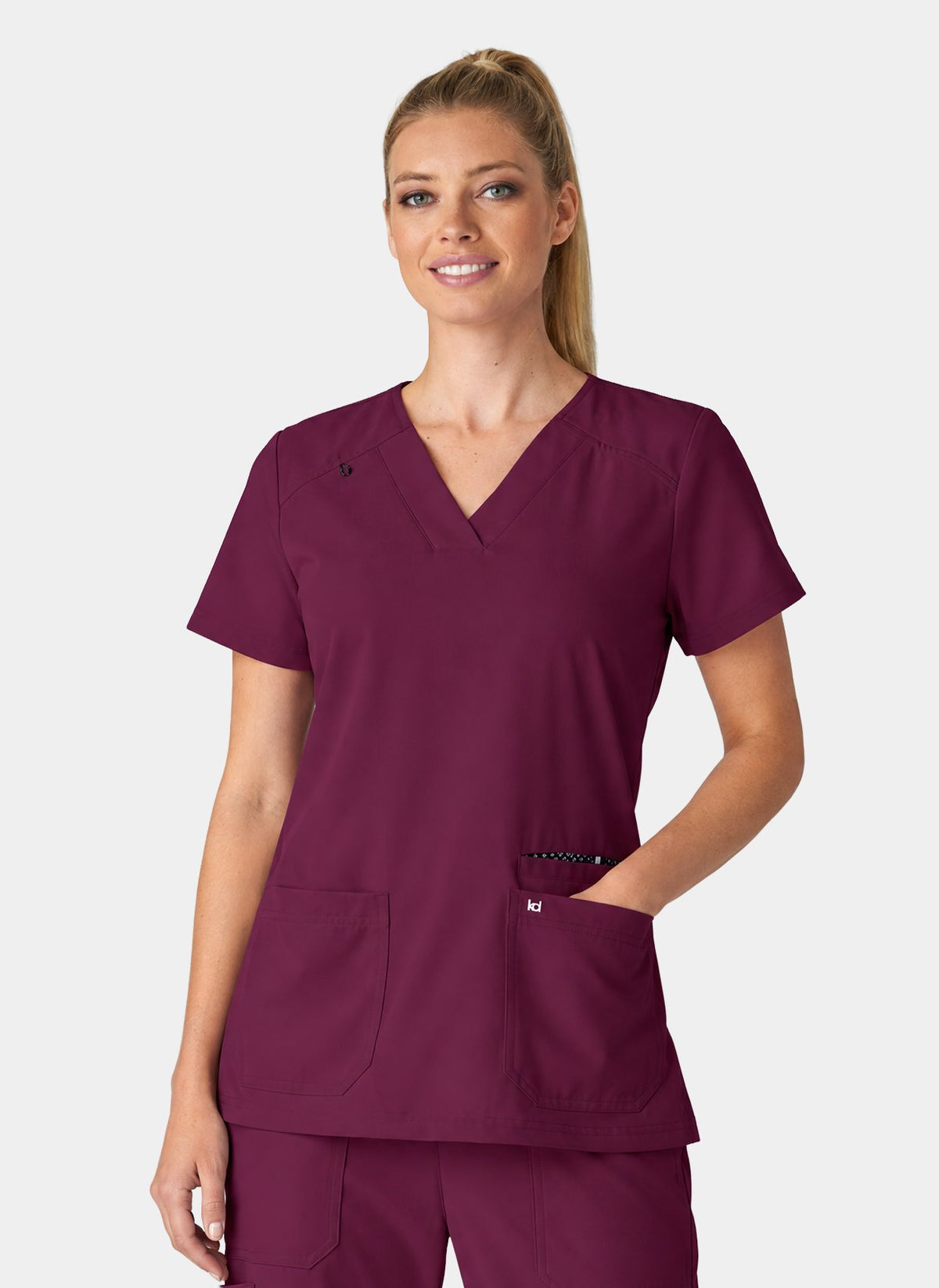 Koi Next Gen Hustle And Heart Scrub Top- Wine