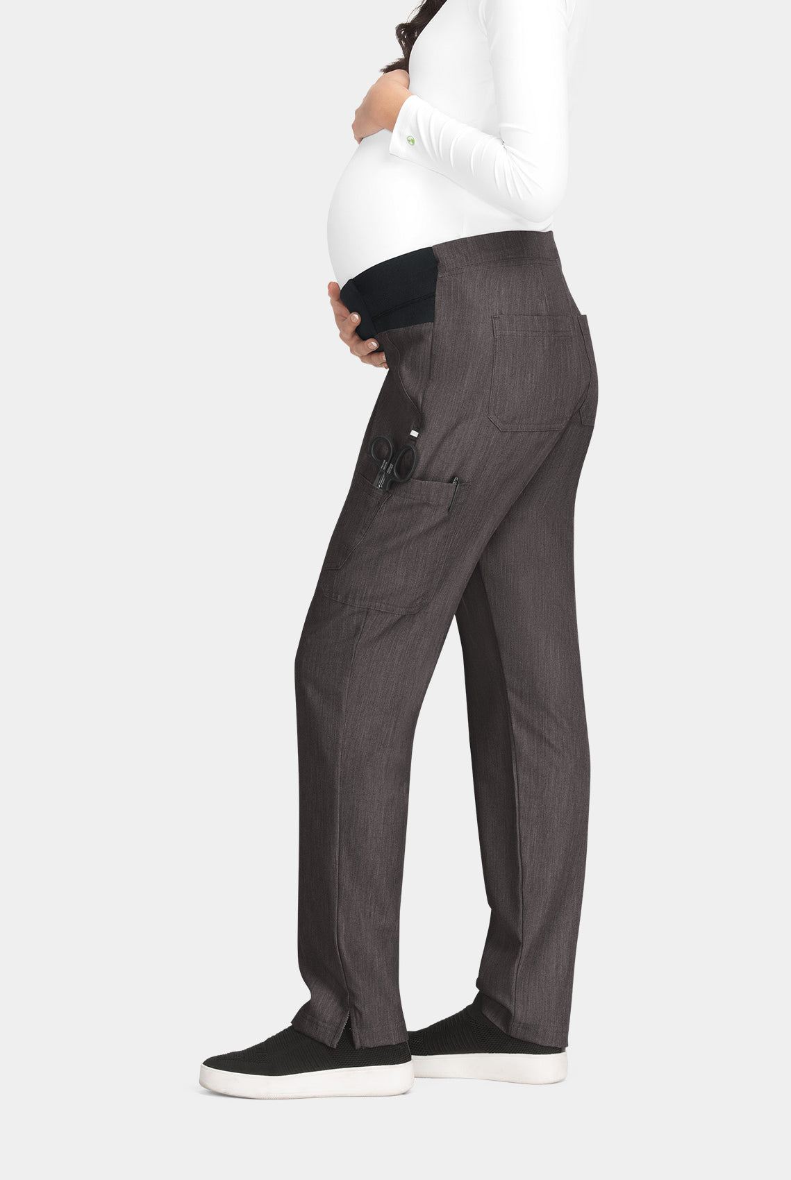 Koi Next Gen On The Move Maternity Scrub Trousers - Heather Grey - side