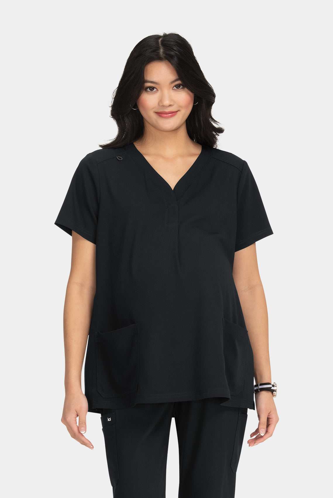 Koi Next Gen Onboard Maternity Scrub Top - Black