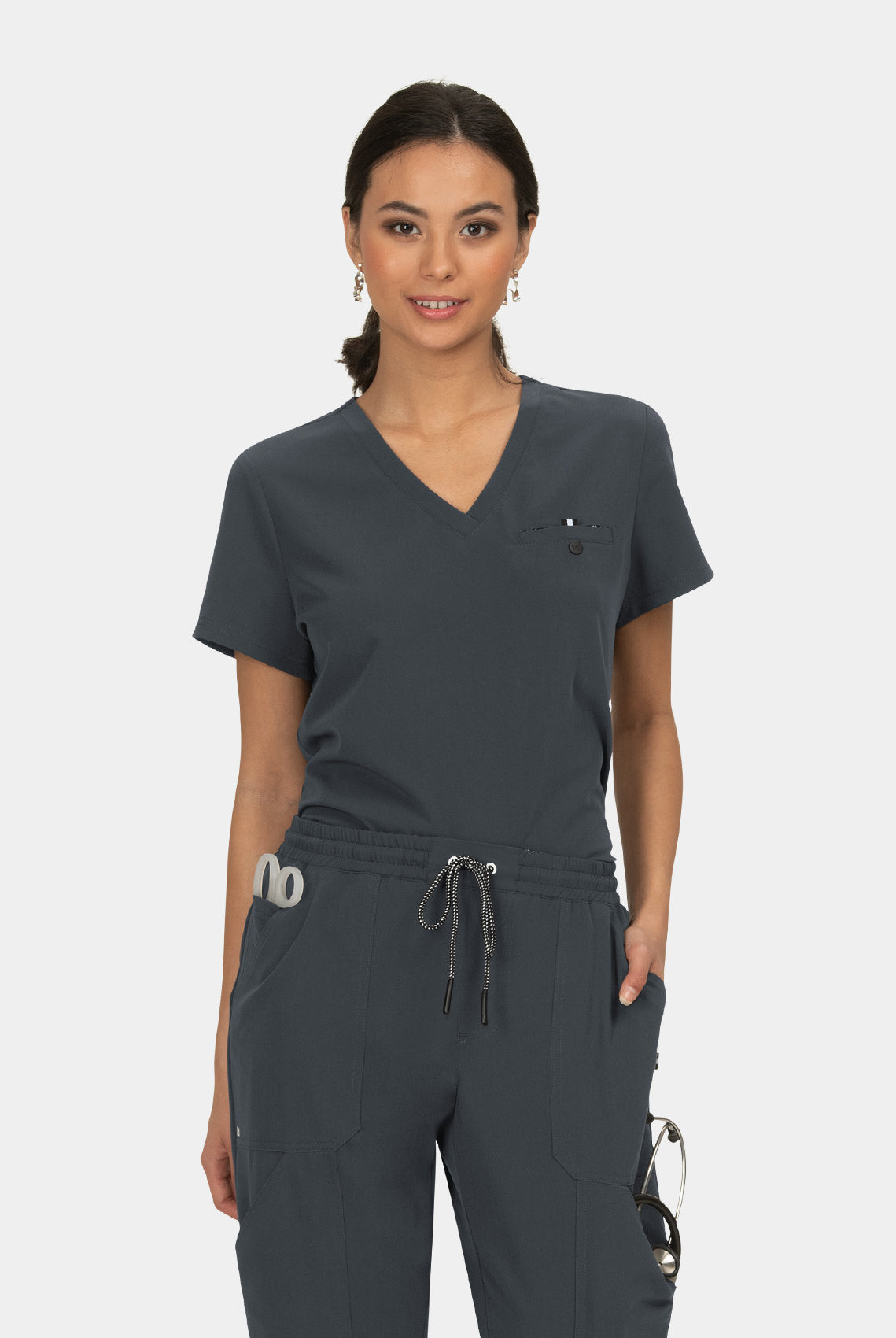 Koi Next Gen Ready To Work Scrub Top- Charcoal