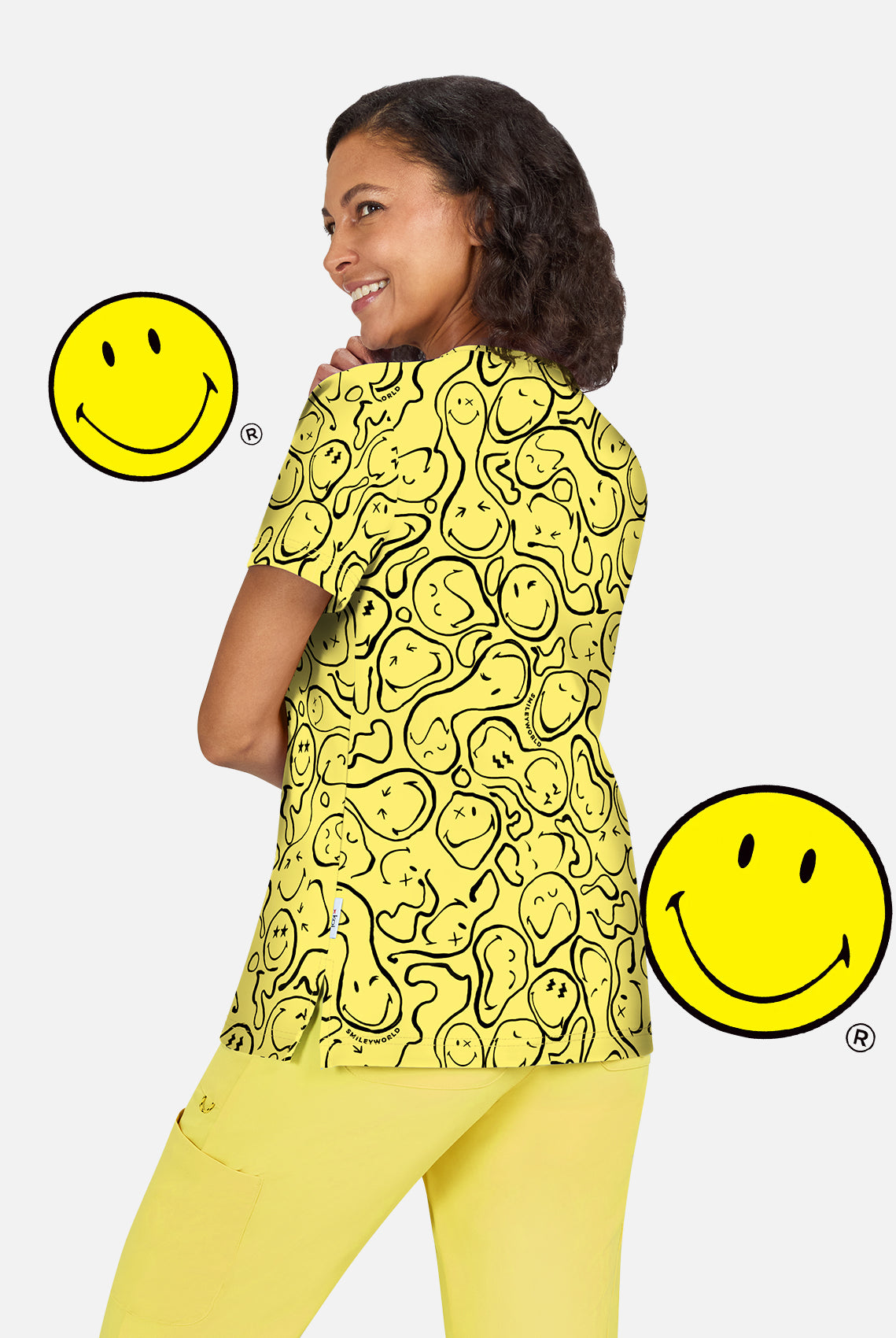 Koi Smiley World Amazed Scrub Top - Trippy Smiles