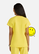 Koi Smiley World Ecstatic Scrub Top - Loving Yellow