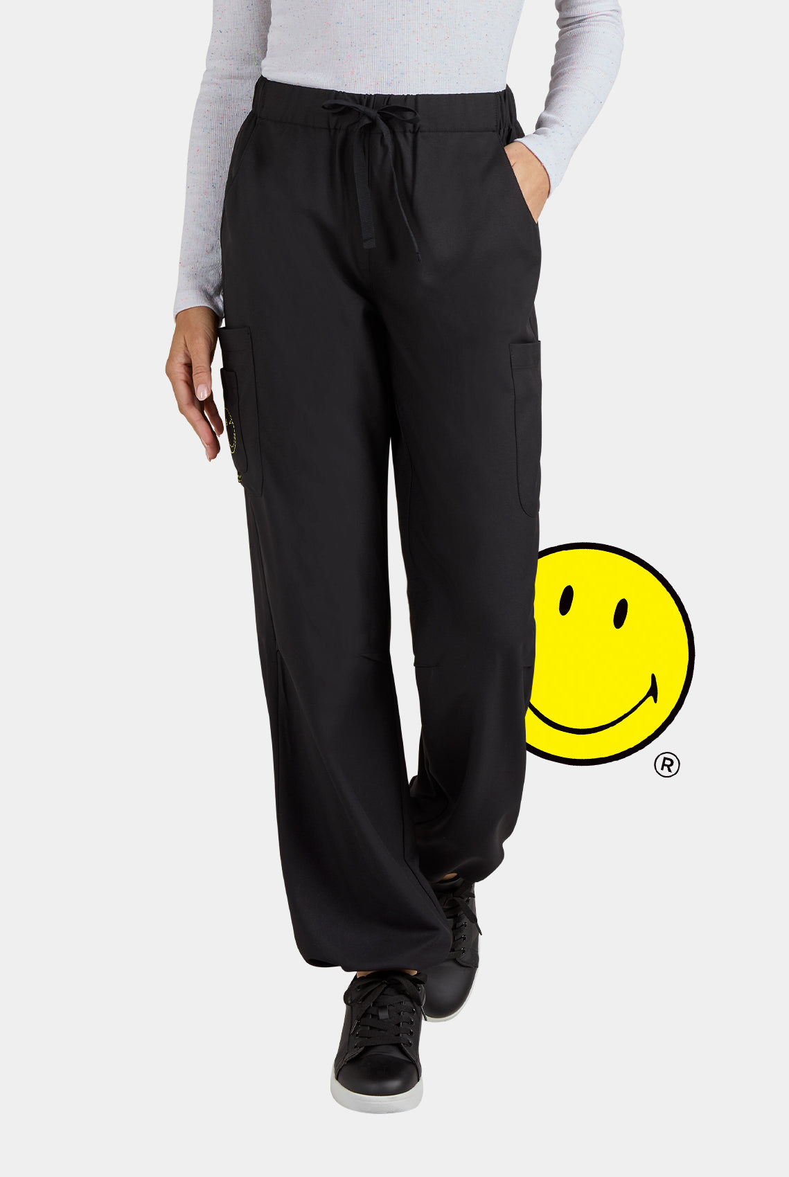 Koi Smiley World Jubilant Scrub Trousers - Black
