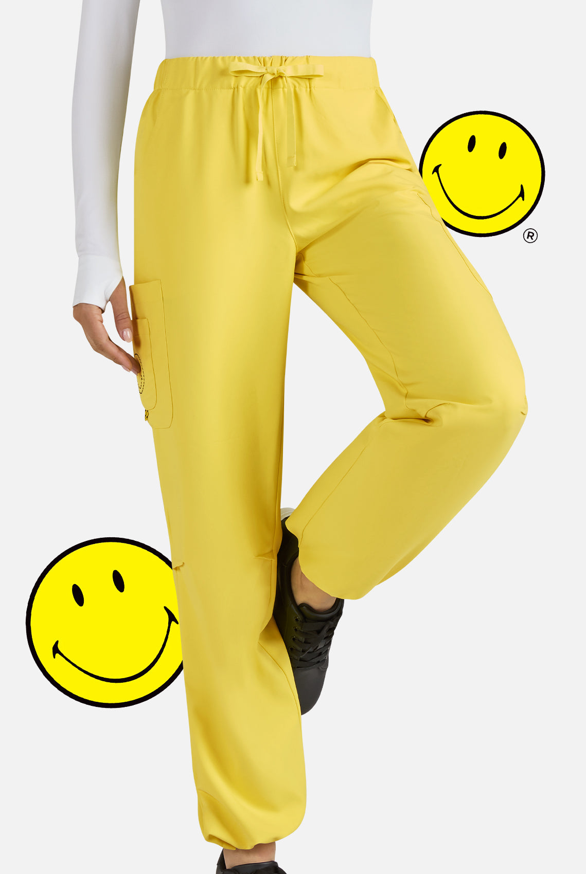 Koi Smiley World Jubilant Scrub Trousers - Loving Yellow