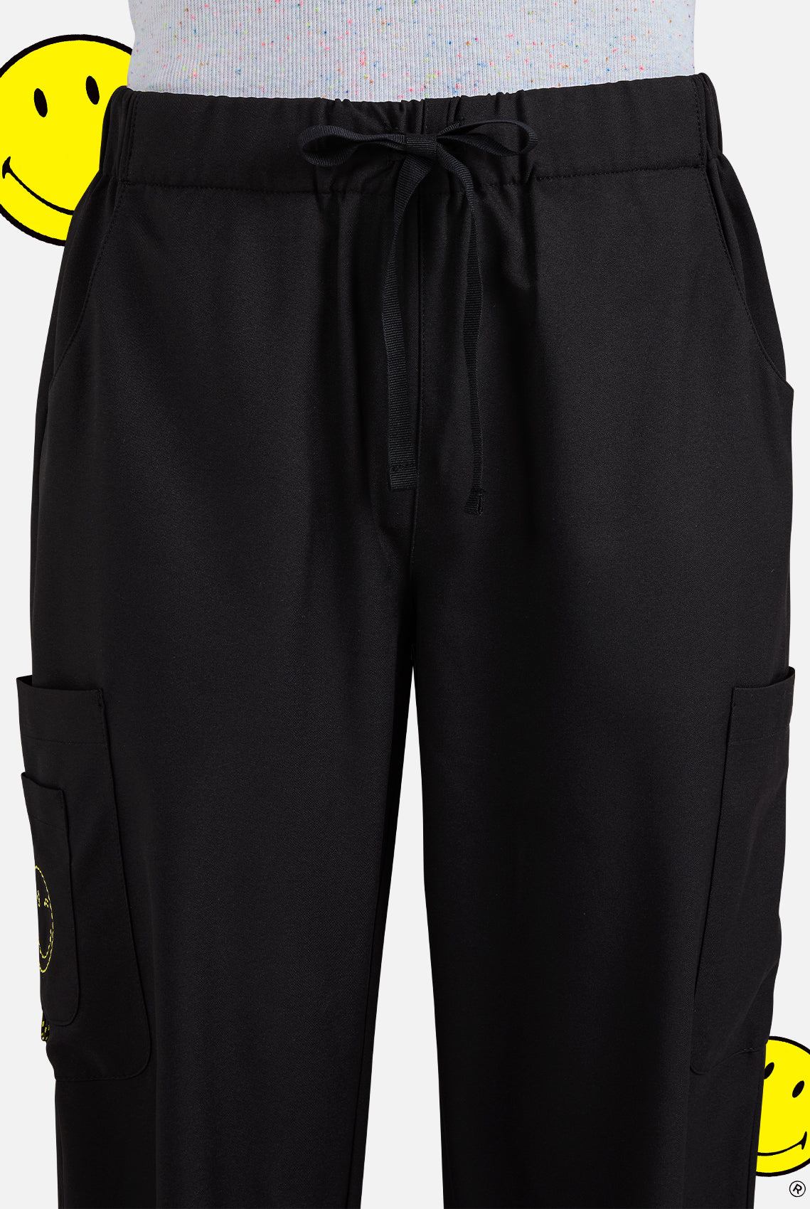 Koi Smiley World Jubilant Scrub Trousers - Black