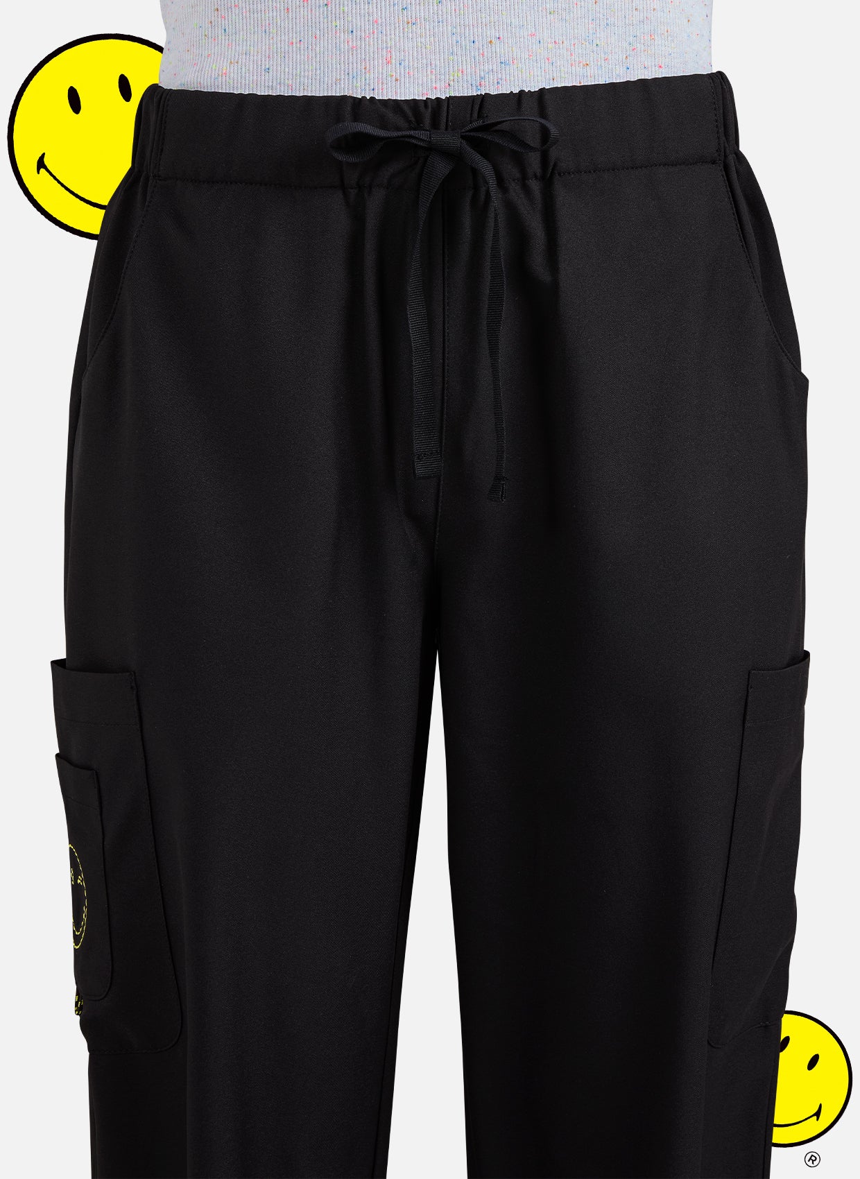 Koi Smiley World Jubilant Scrub Trousers - Black