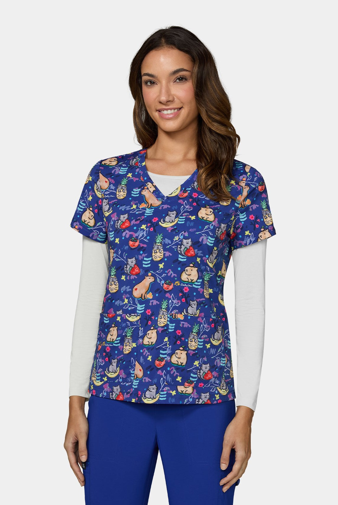 Women's Koi Basics Leslie Scrub top in Capybara
