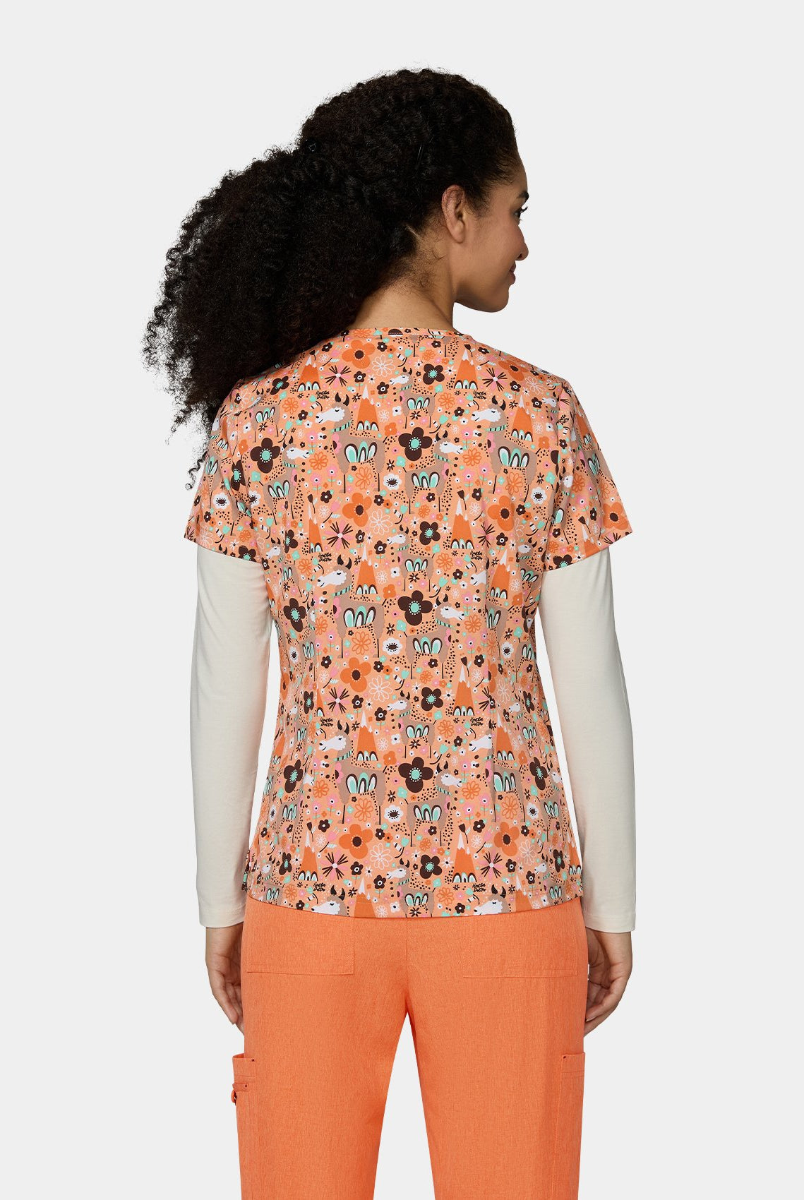 Women's Koi Basics Leslie Scrub Top in Lovely Lamas