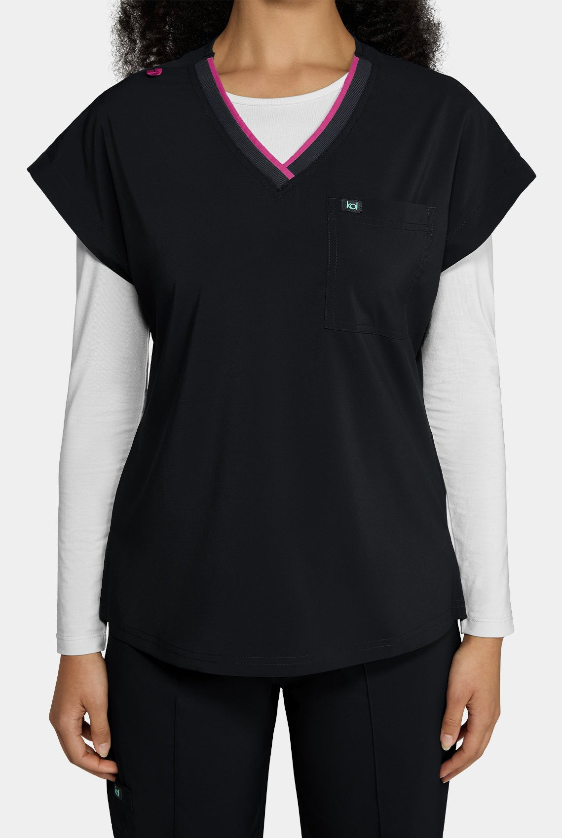 Women's Koi Basics Mckenna Scrub Top in Black
