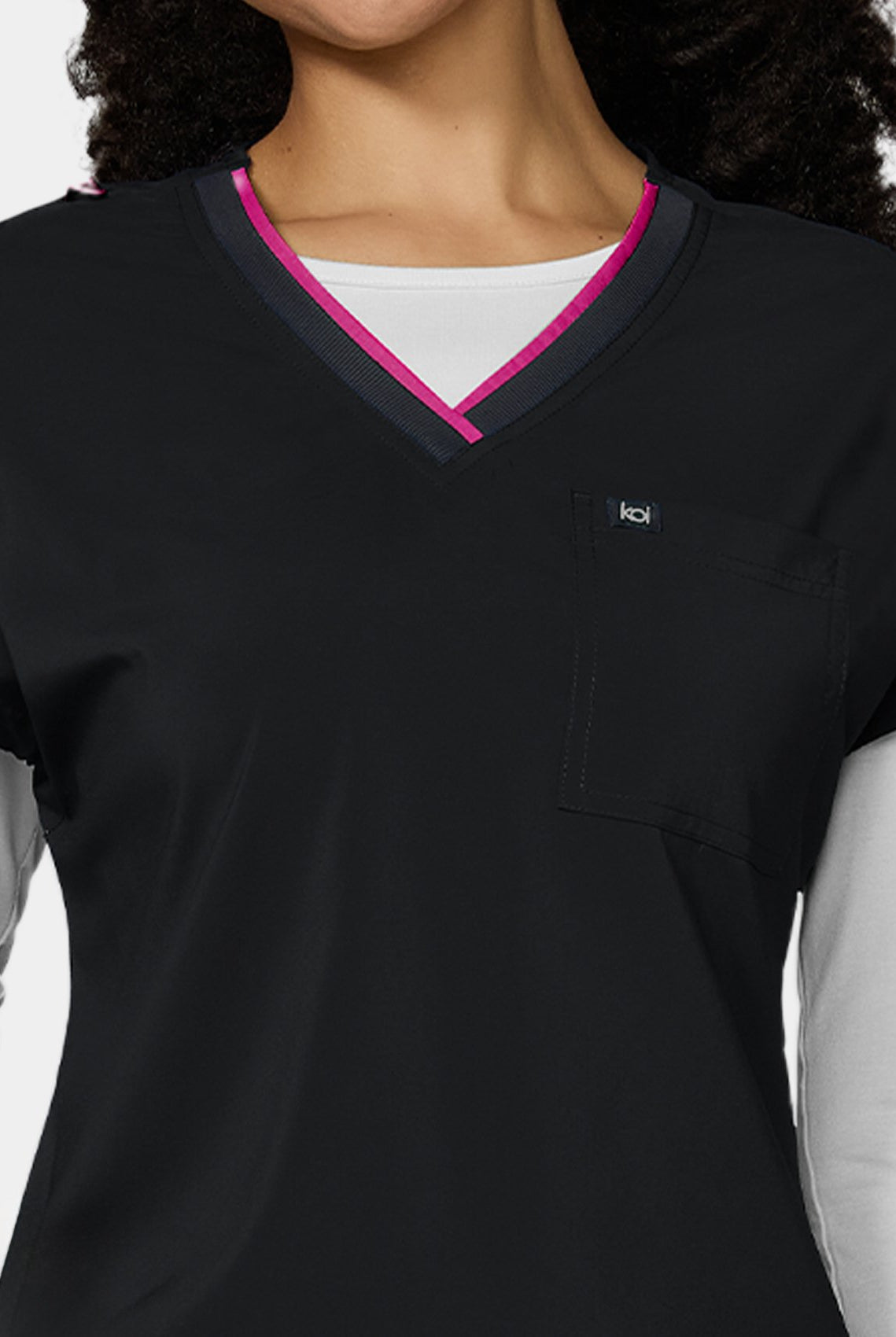 Women's Koi Basics Mckenna Scrub Top in Black