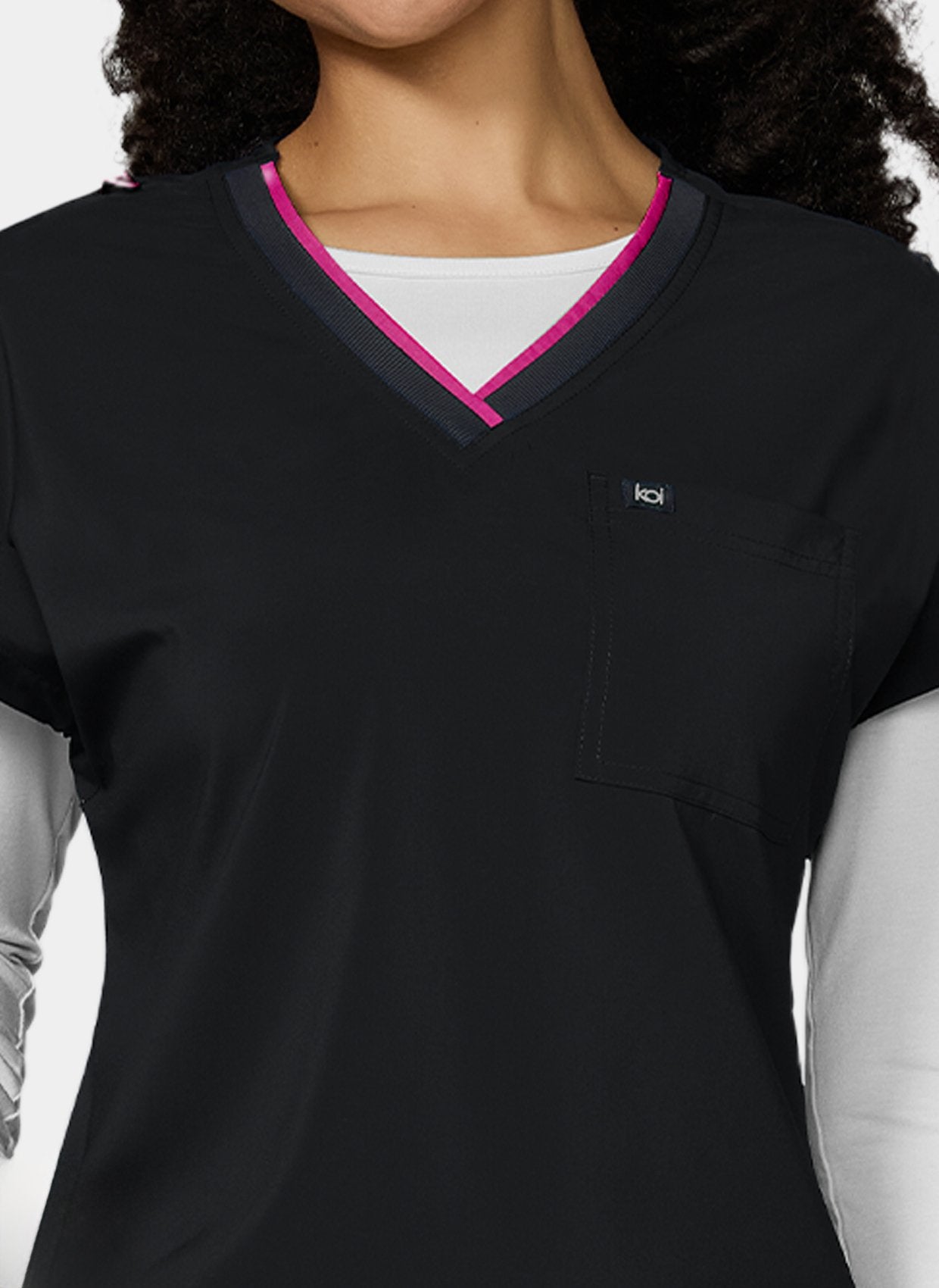 Women's Koi Basics Mckenna Scrub Top in Black