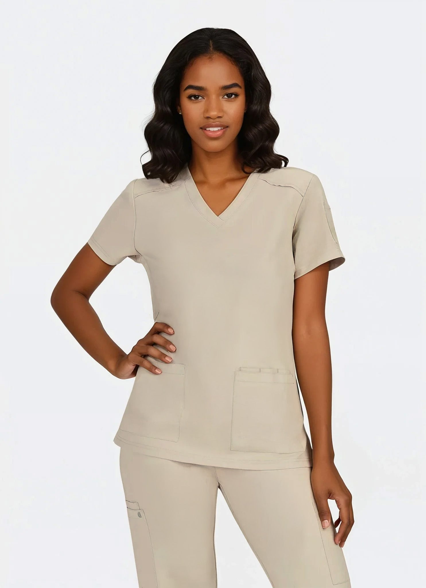 Koi Cureology Cardi Scrub Top - Khaki