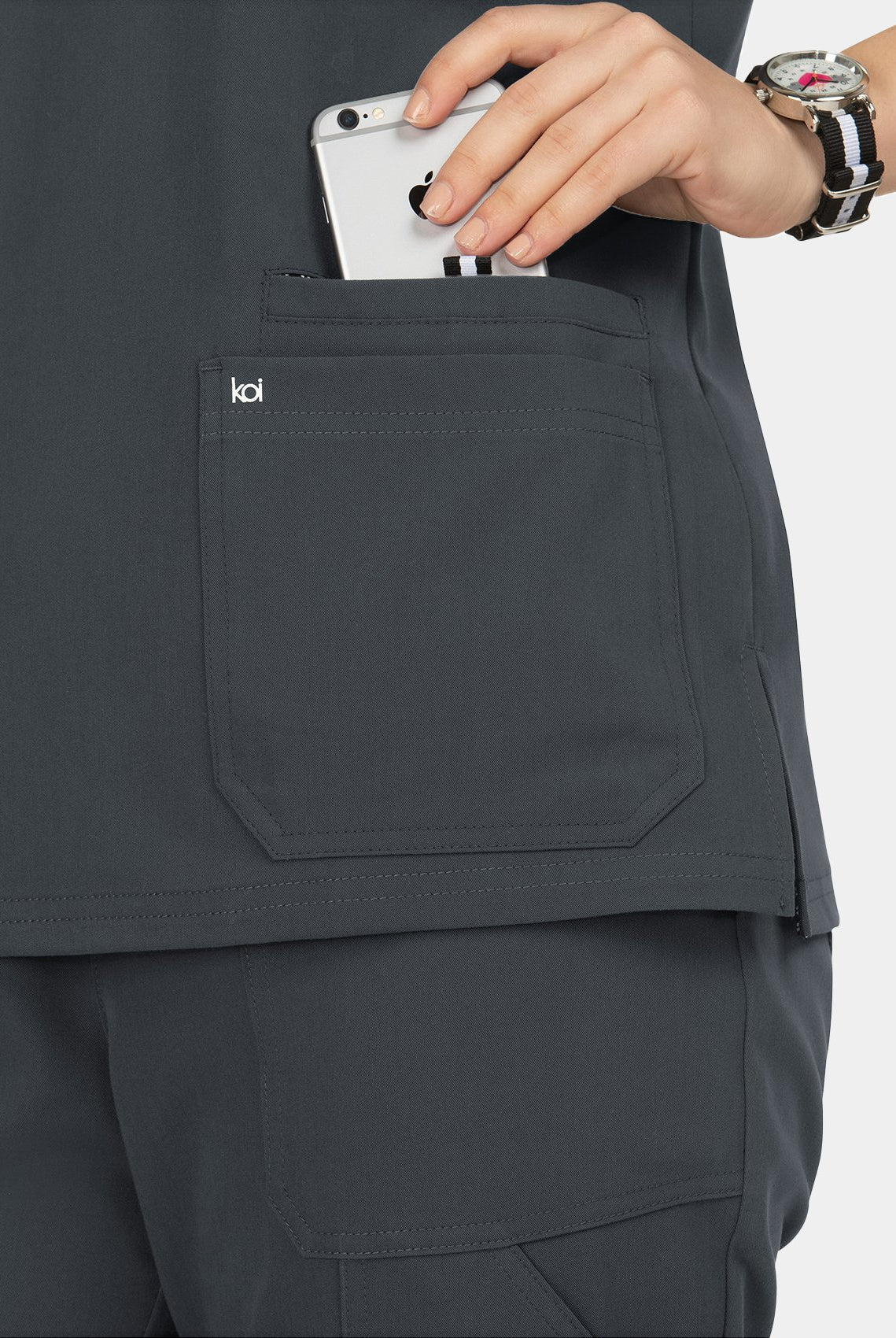 Koi Next Gen Hustle And Heart Scrub Top- charcoal