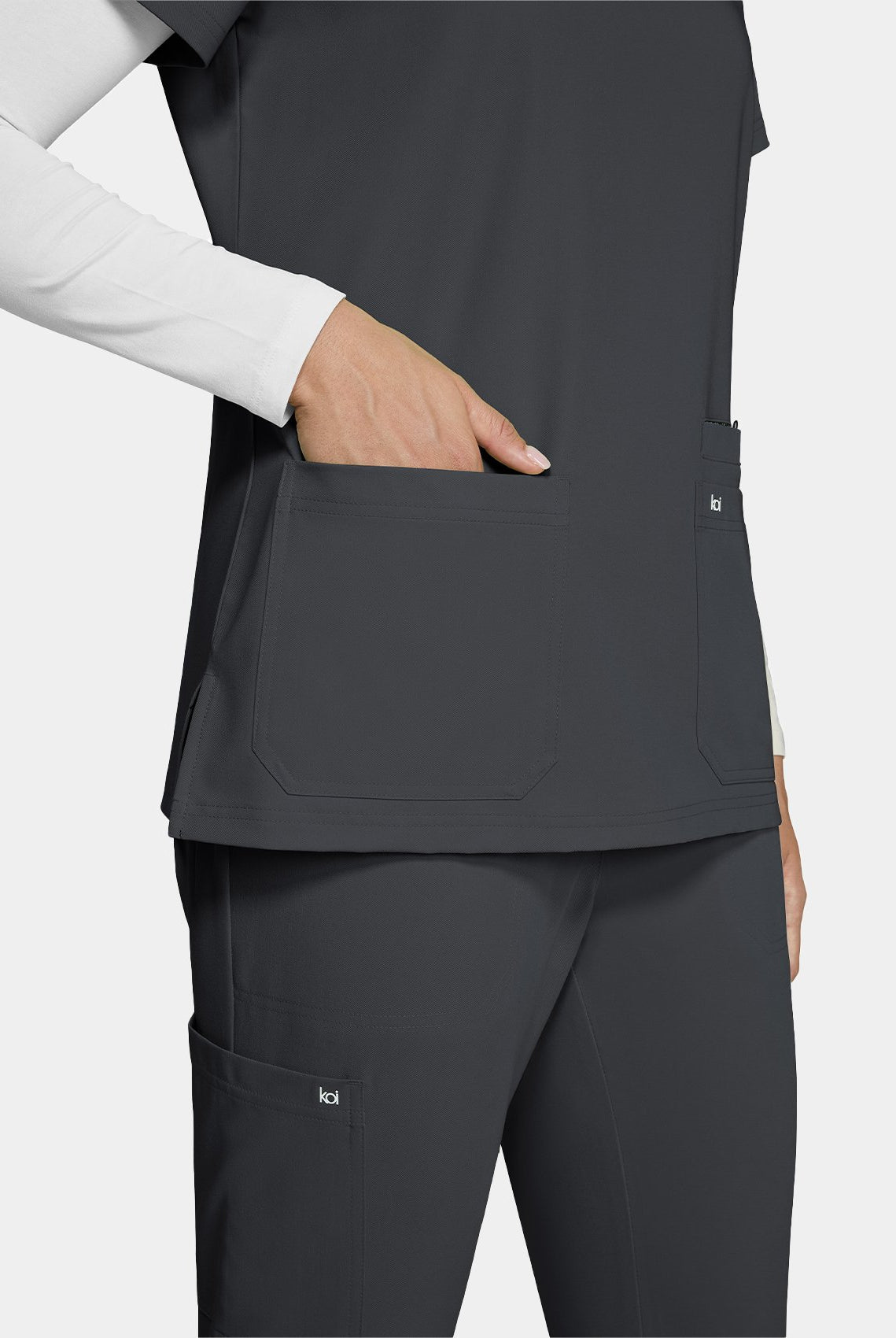 Koi Next Gen Hustle And Heart Scrub Top- charcoal