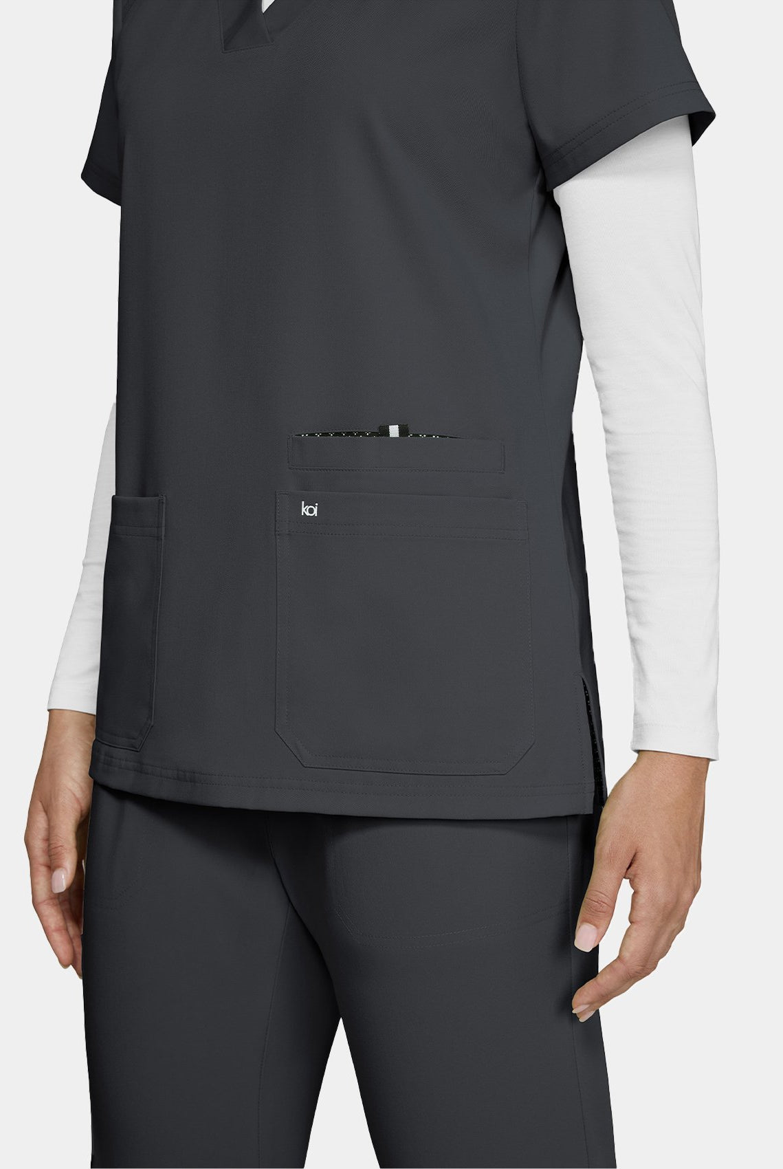Koi Next Gen Hustle And Heart Scrub Top- charcoal