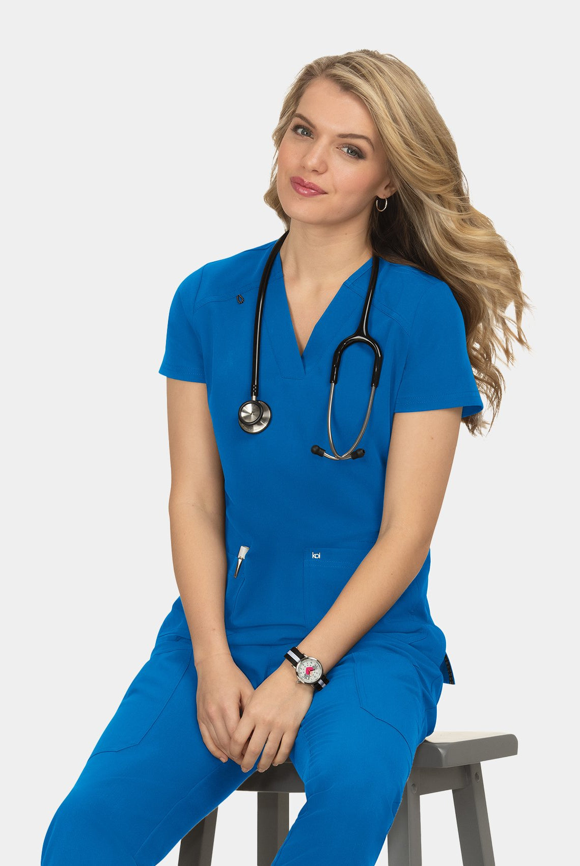 Koi Next Gen Hustle And Heart Scrub Top- royal