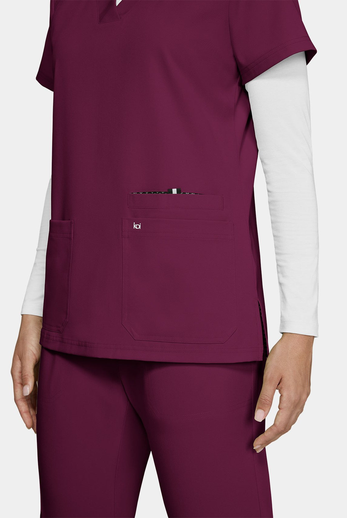 Koi Next Gen Hustle And Heart Scrub Top- wine