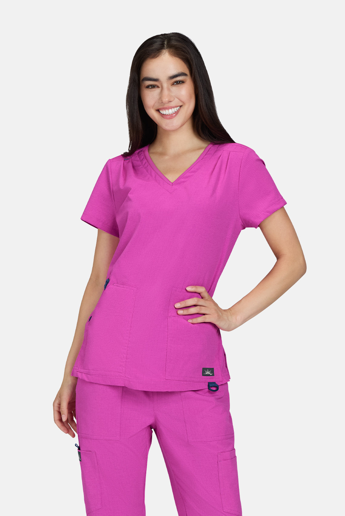 Koi Solis Sari Scrub Top - Hibiscus Pink