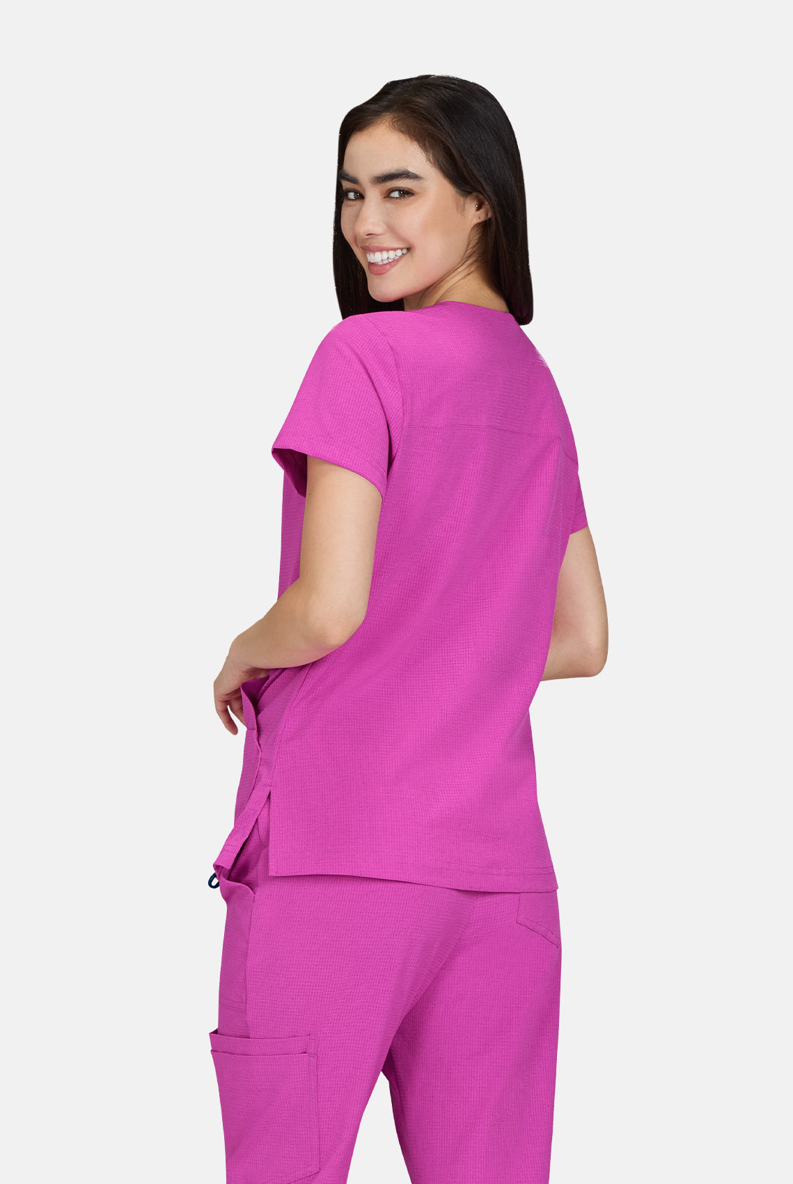 Koi Solis Sari Scrub Top - Hibiscus Pink