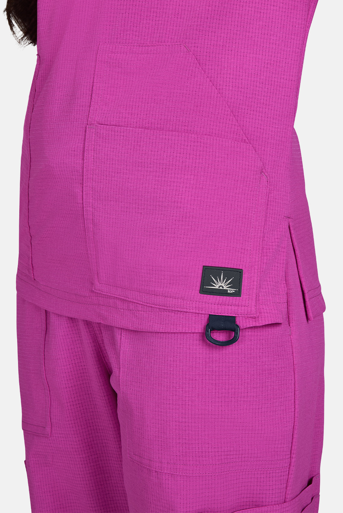 Koi Solis Sari Scrub Top - Hibiscus Pink