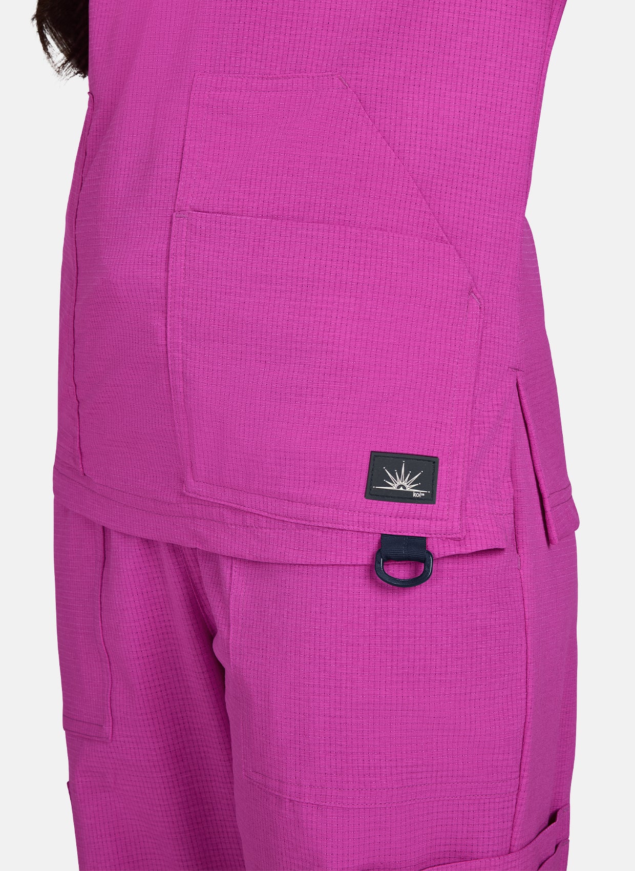 Koi Solis Sari Scrub Top - Hibiscus Pink