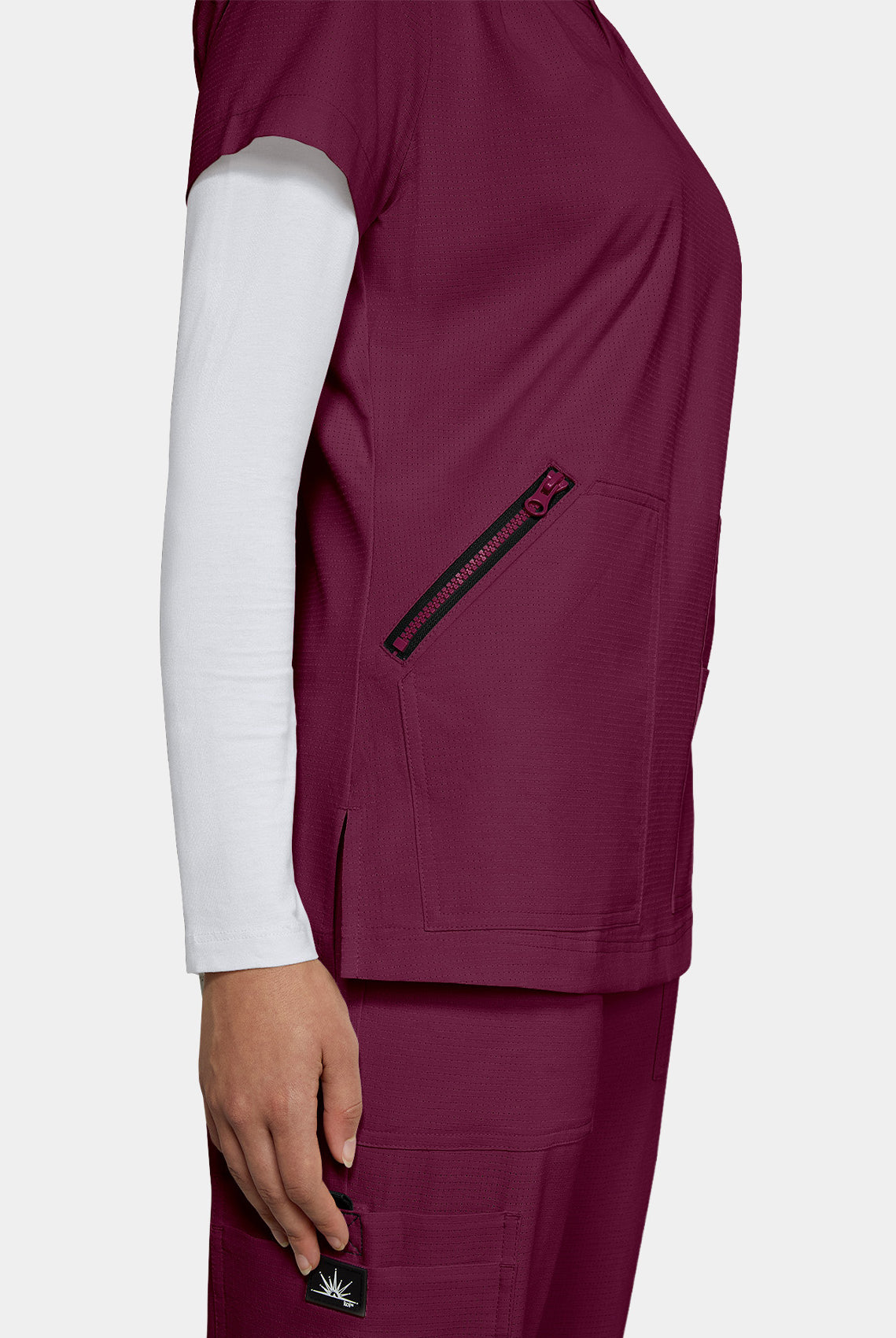Koi Solis Sari scrub top wine