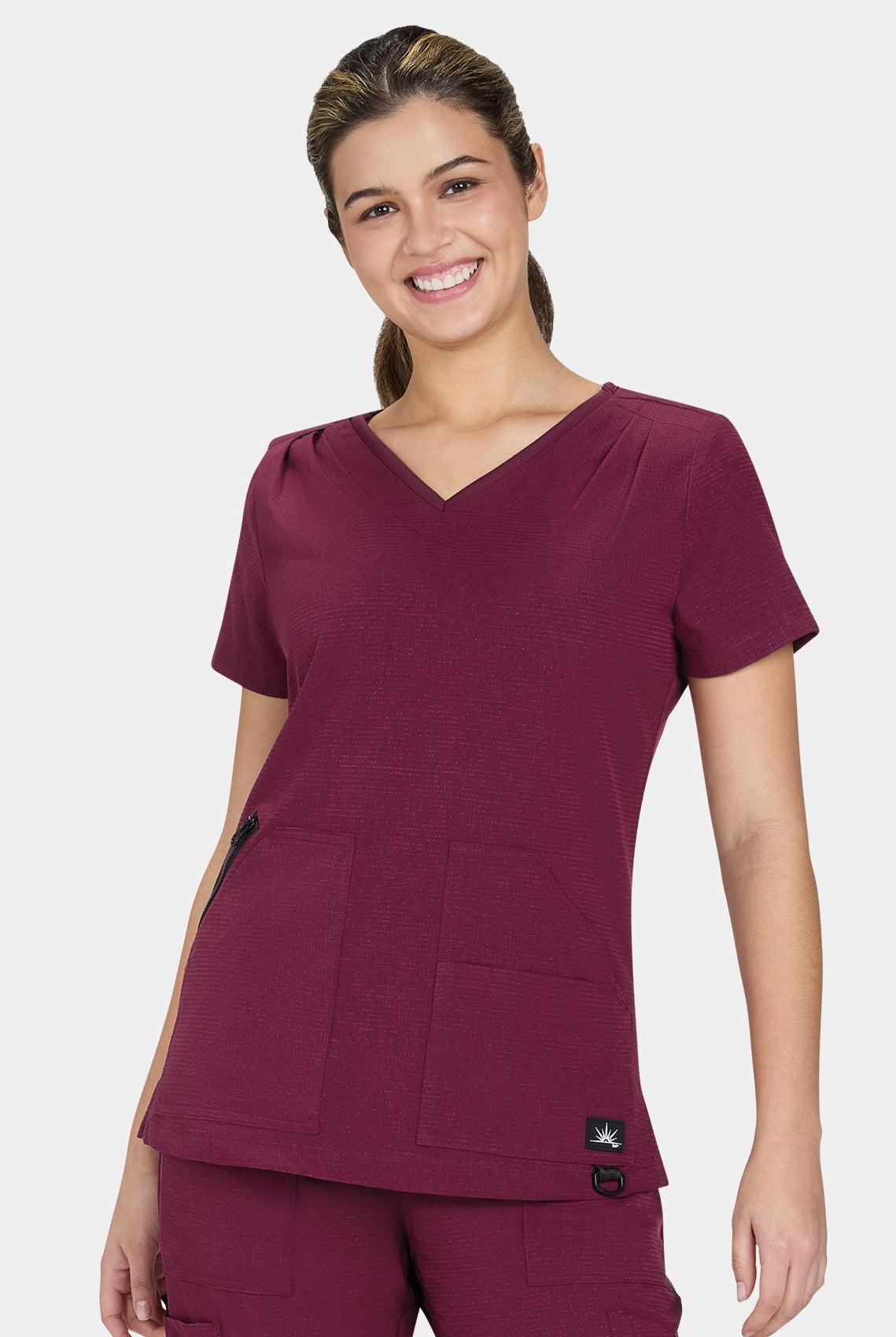 Koi Solis Sari scrub top wine front