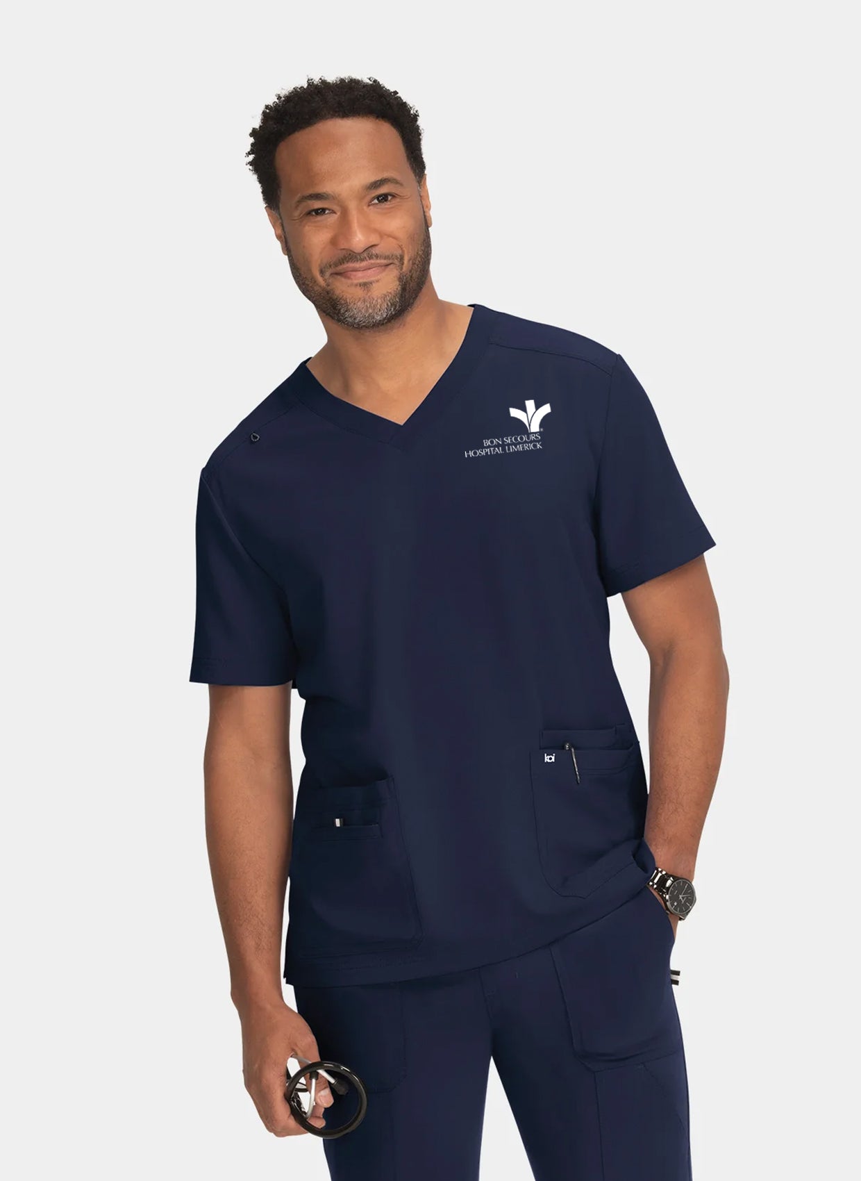 Men's Bon Secours Limerick - Koi Next Gen Free To Be Scrub Top - Navy