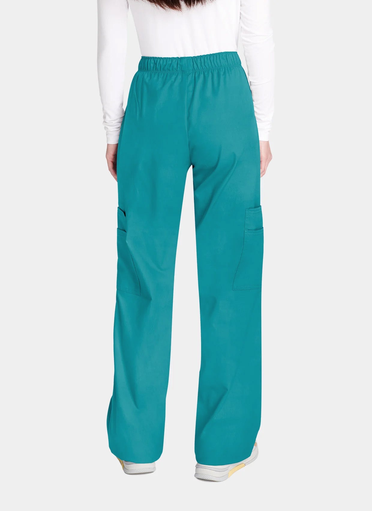 Cherokee Core Stretch Mid Rise Pull-On Cargo Scrub Trousers WWE4005 Teal