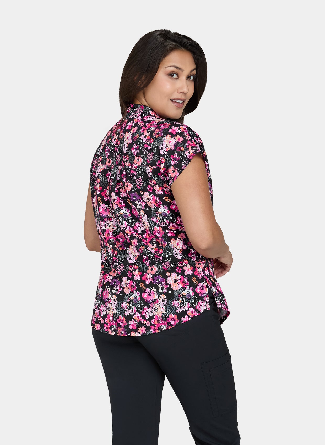 Koi Basics Ari Scrub Top - Flower Tracks