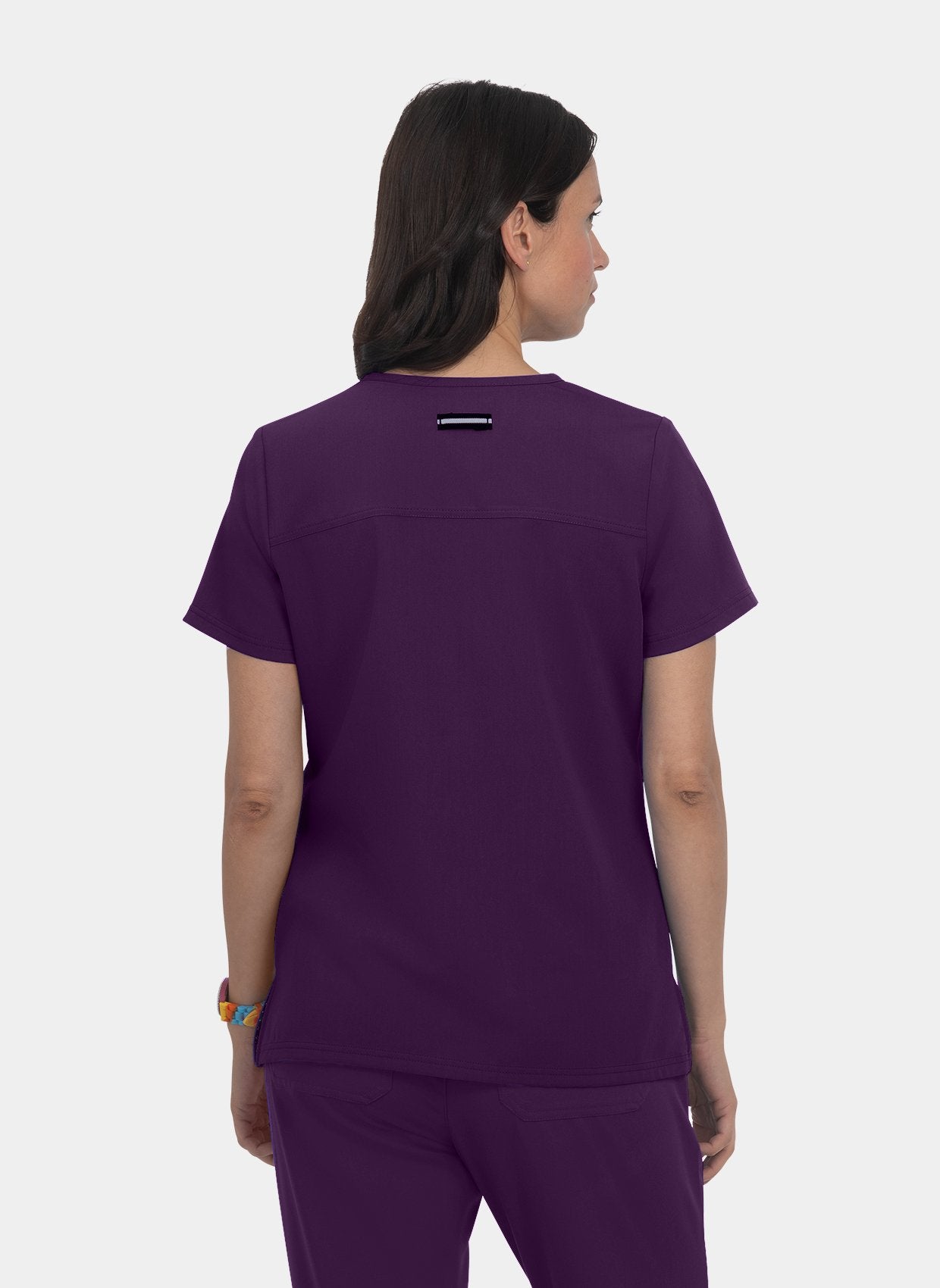Koi Next Gen Hustle And Heart Scrub Top Eggplant back