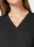 Cherokee WW Revolution Maternity Mock Wrap Scrub Top WWE688-Black -Up close neckline