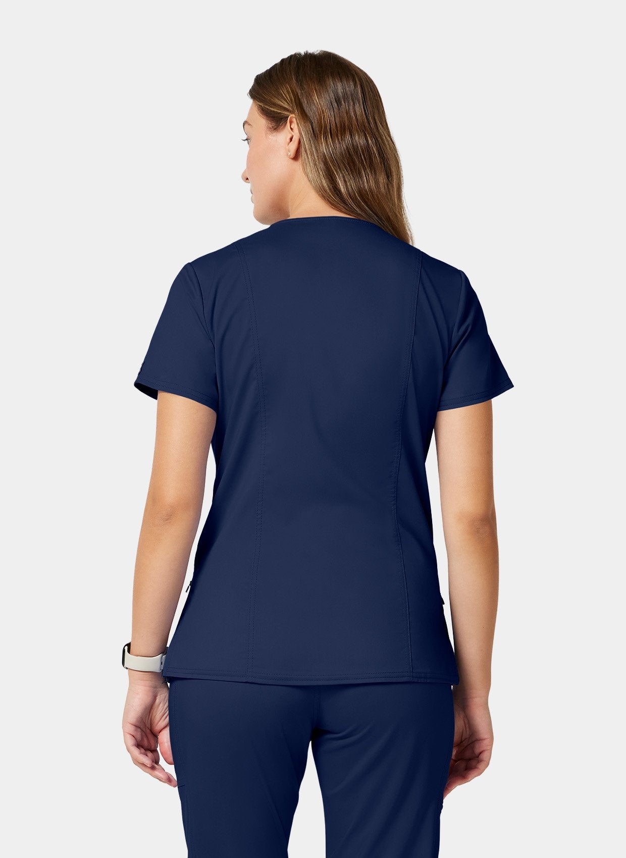 Cherokee WW Revolution Maternity Mock Wrap Scrub Top WWE688-Navy - Back 