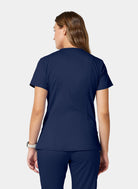 Cherokee WW Revolution Maternity Mock Wrap Scrub Top WWE688-Navy - Back 