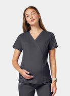 Cherokee WWE688 Maternity Scrub Top - Pewter - Front facing
