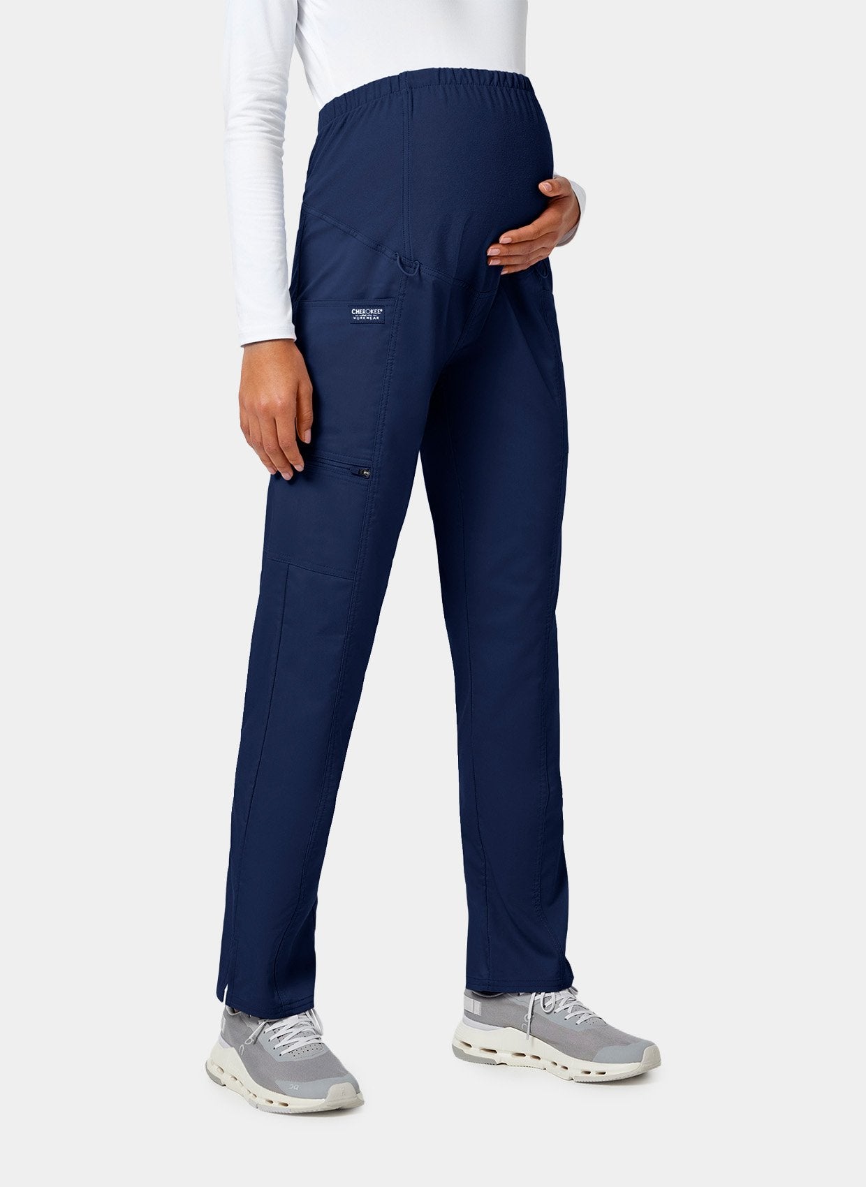Cherokee WW Revolution Maternity Straight Leg Scrub Trousers WWE155-Navy-Right side