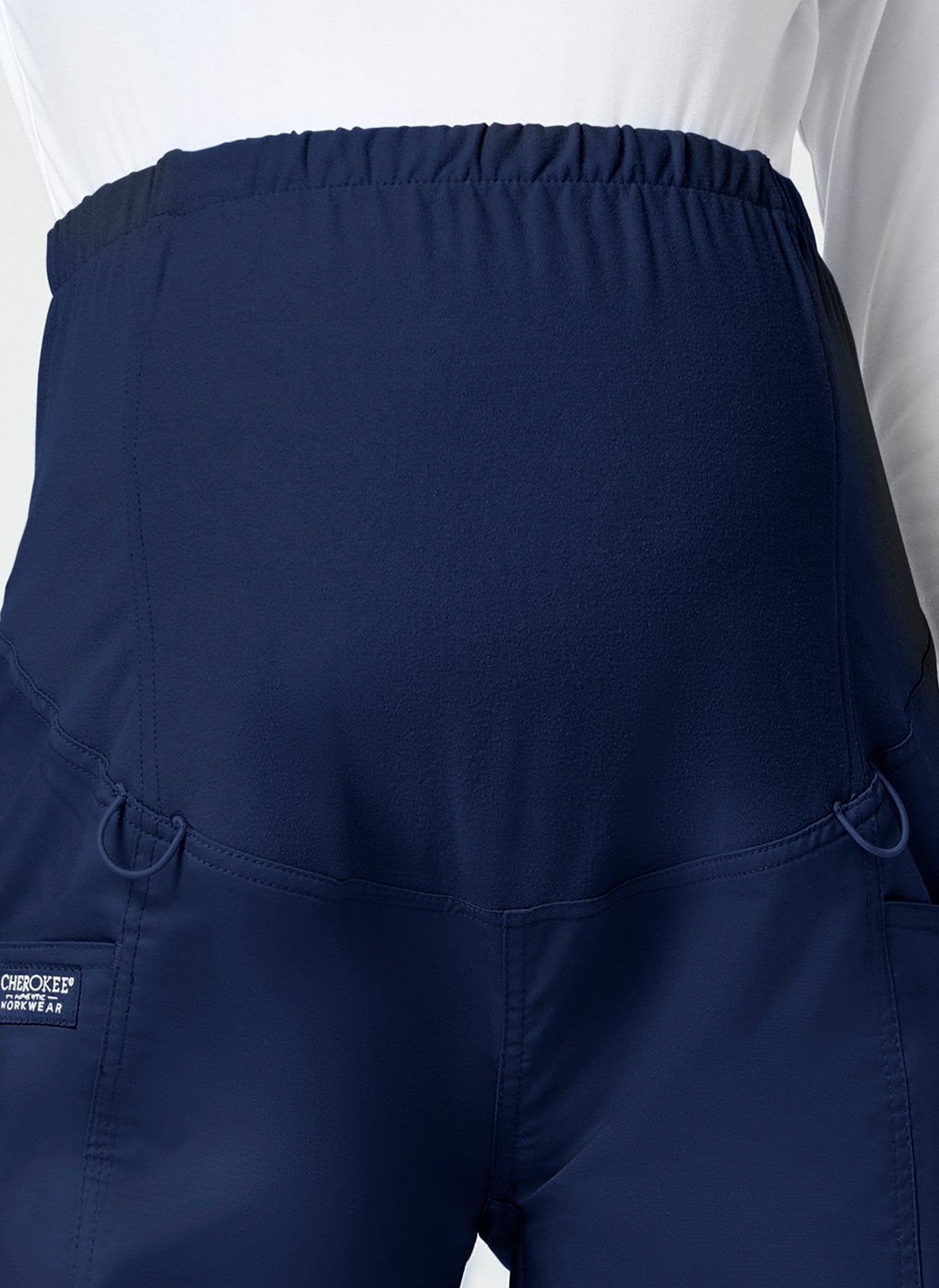 Cherokee WW Revolution Maternity Straight Leg Scrub Trousers WWE155-Navy- Up close waistband